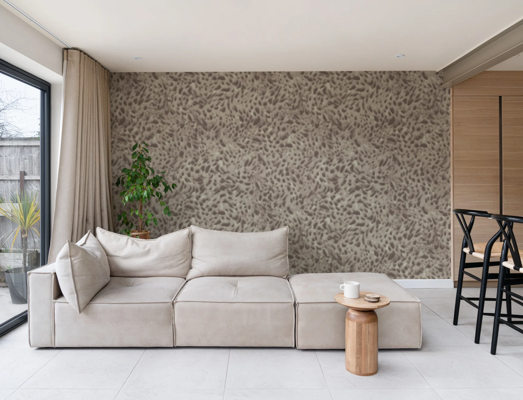 Warm Grey Abstract Pattern Mural for Contemporary Spaces