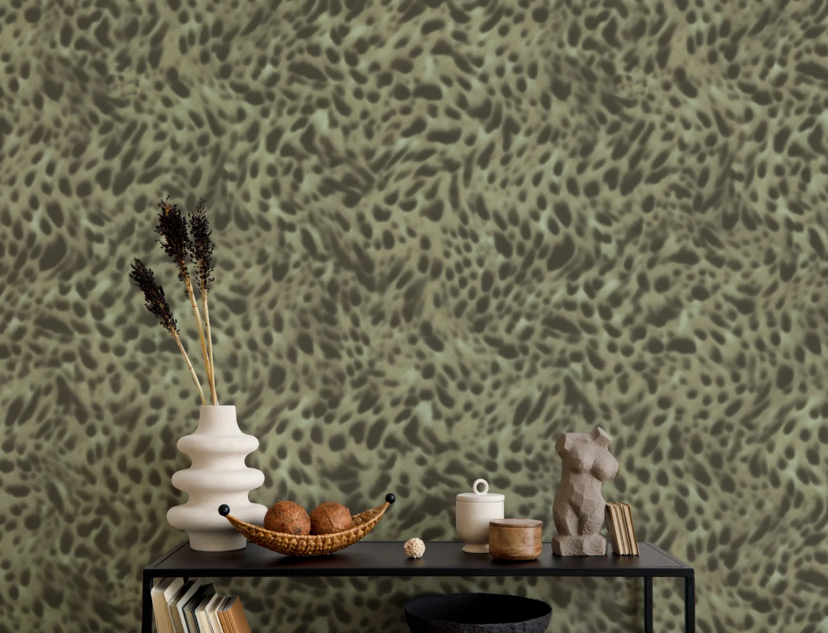 Murale model abstract cu imprimeu animal leopard verde