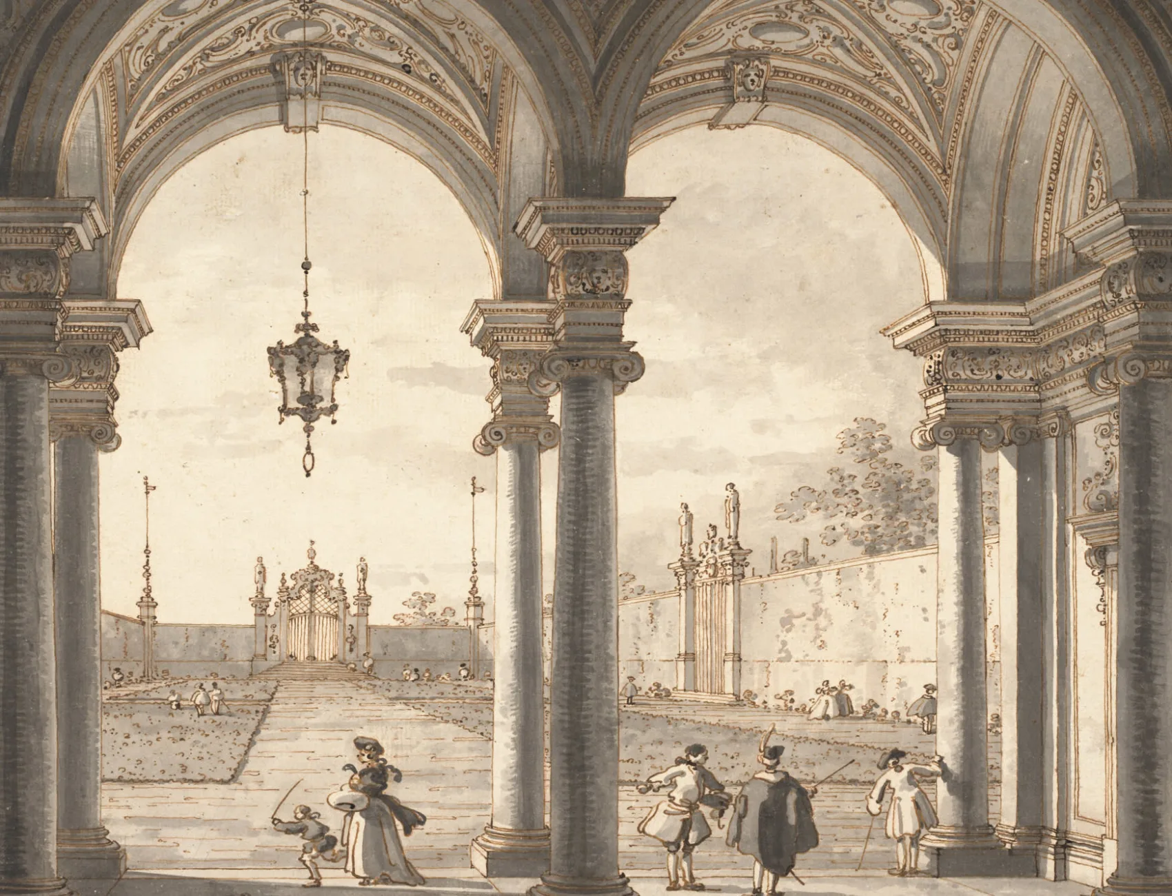 View Through a Baroque Colonnade by Canaletto Wallpaper Mural