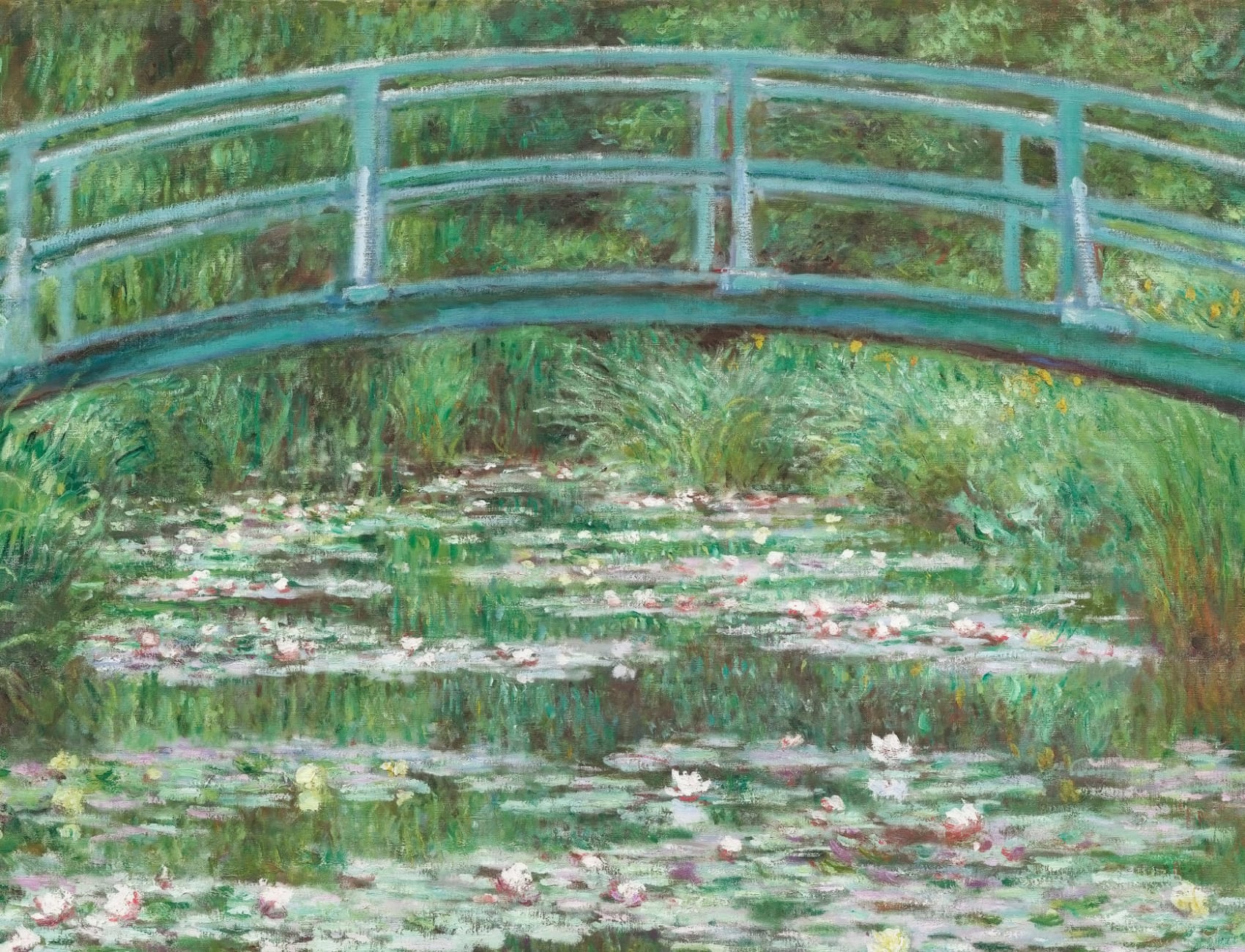 Papier Peint Panoramique Tableau Pont au-dessus d’un Bassin de Nymphéas de Monet