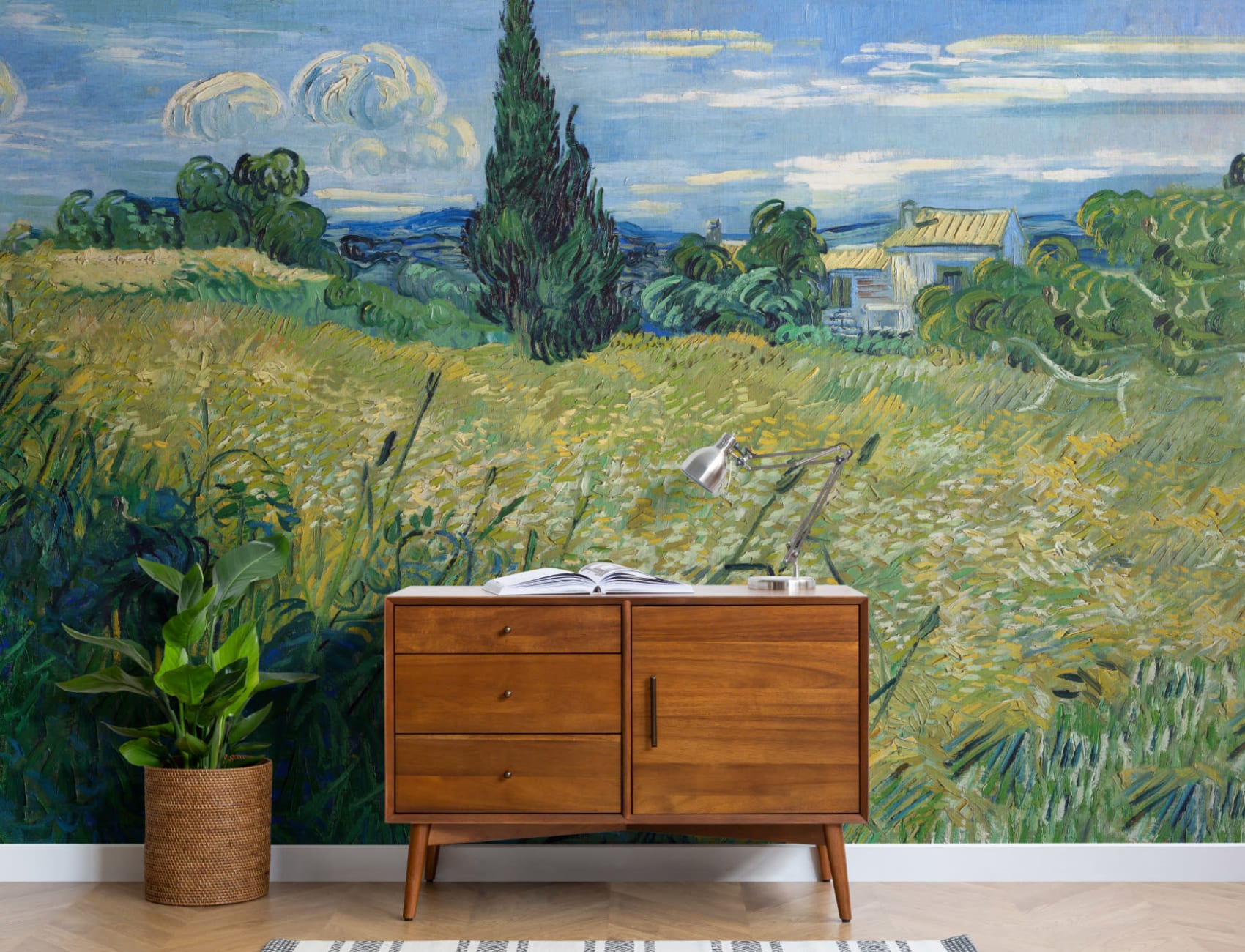 Papel Pintado Campo de Trigo con Cipreses de Van Gogh