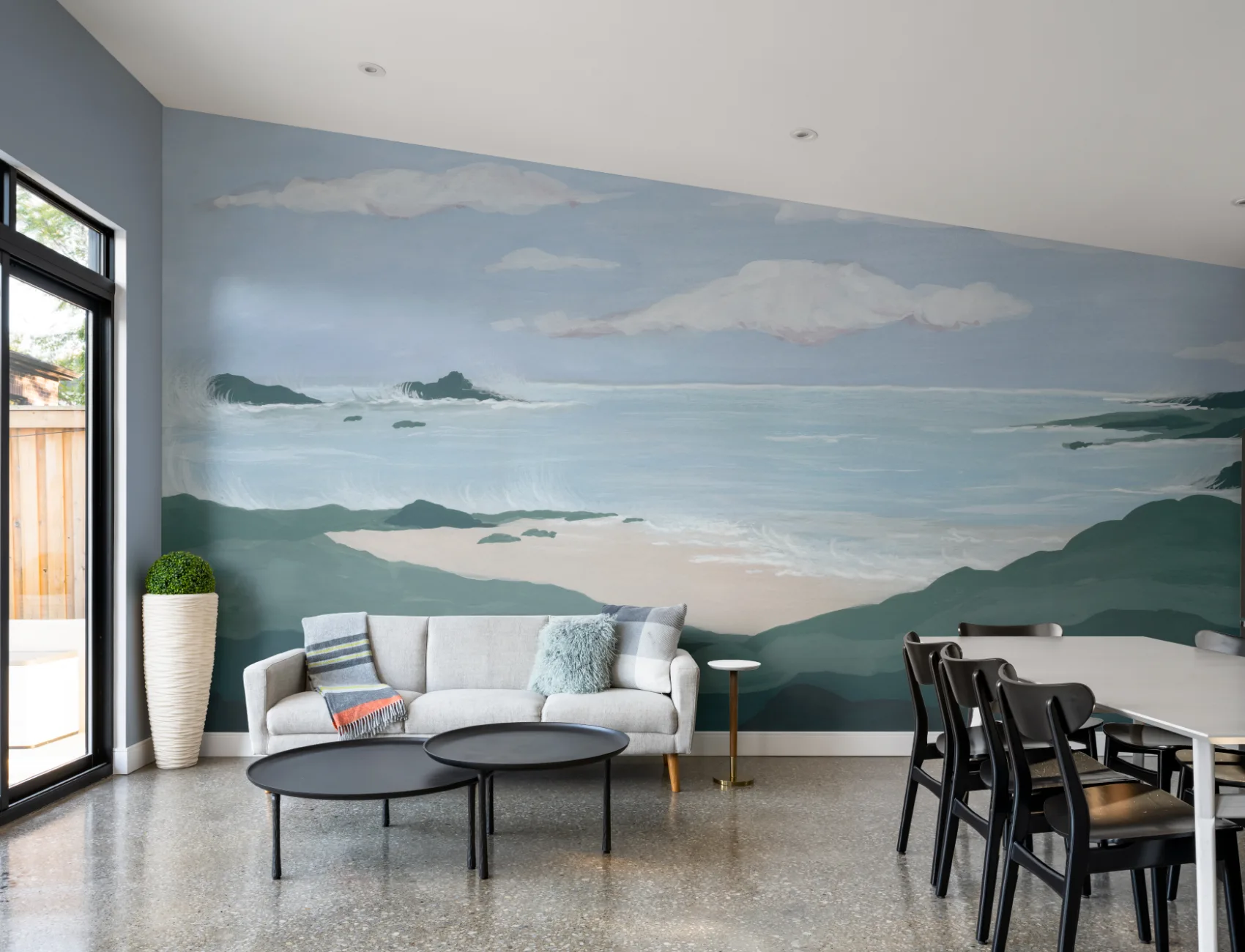 Blue Coastal Landscape Calming Beach Mural