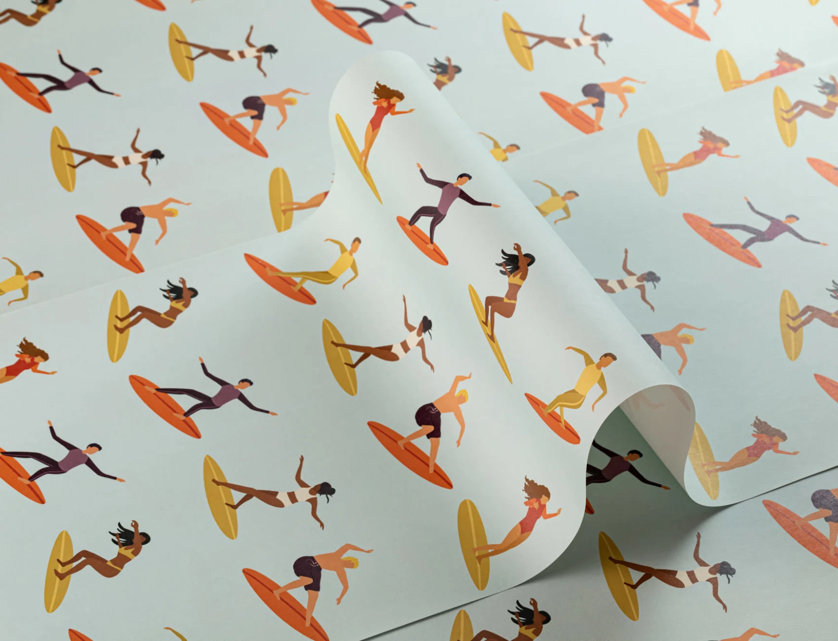 Retro Surfer Repeat Pattern Wallpaper