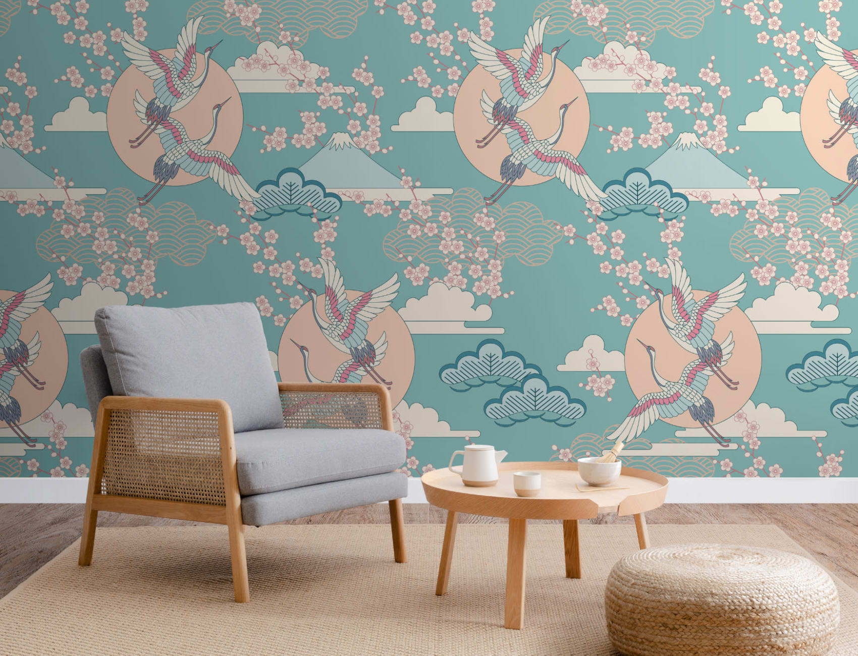 Vihreä & vaaleanpunainen Oriental Sky kuvatapetti