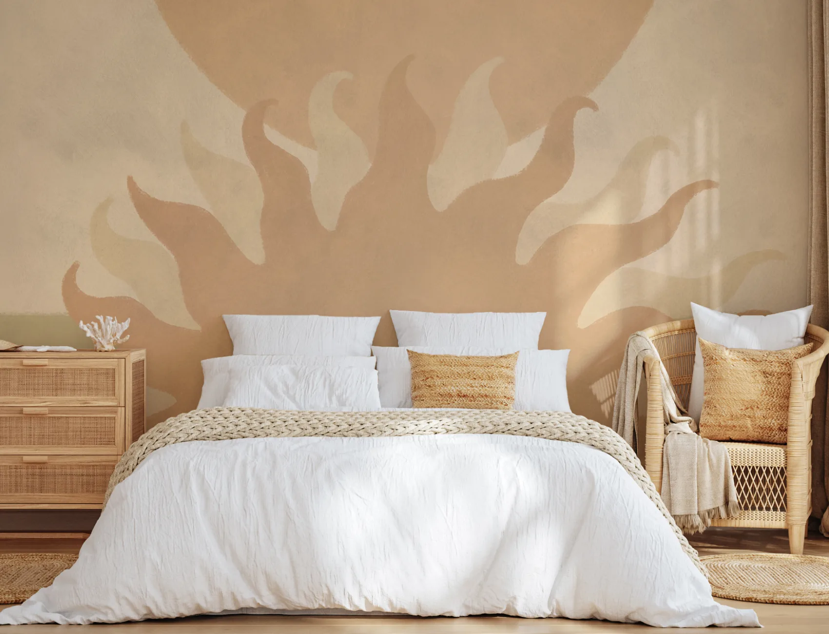 Beige Sun Abstract Flare Art Wall Mural