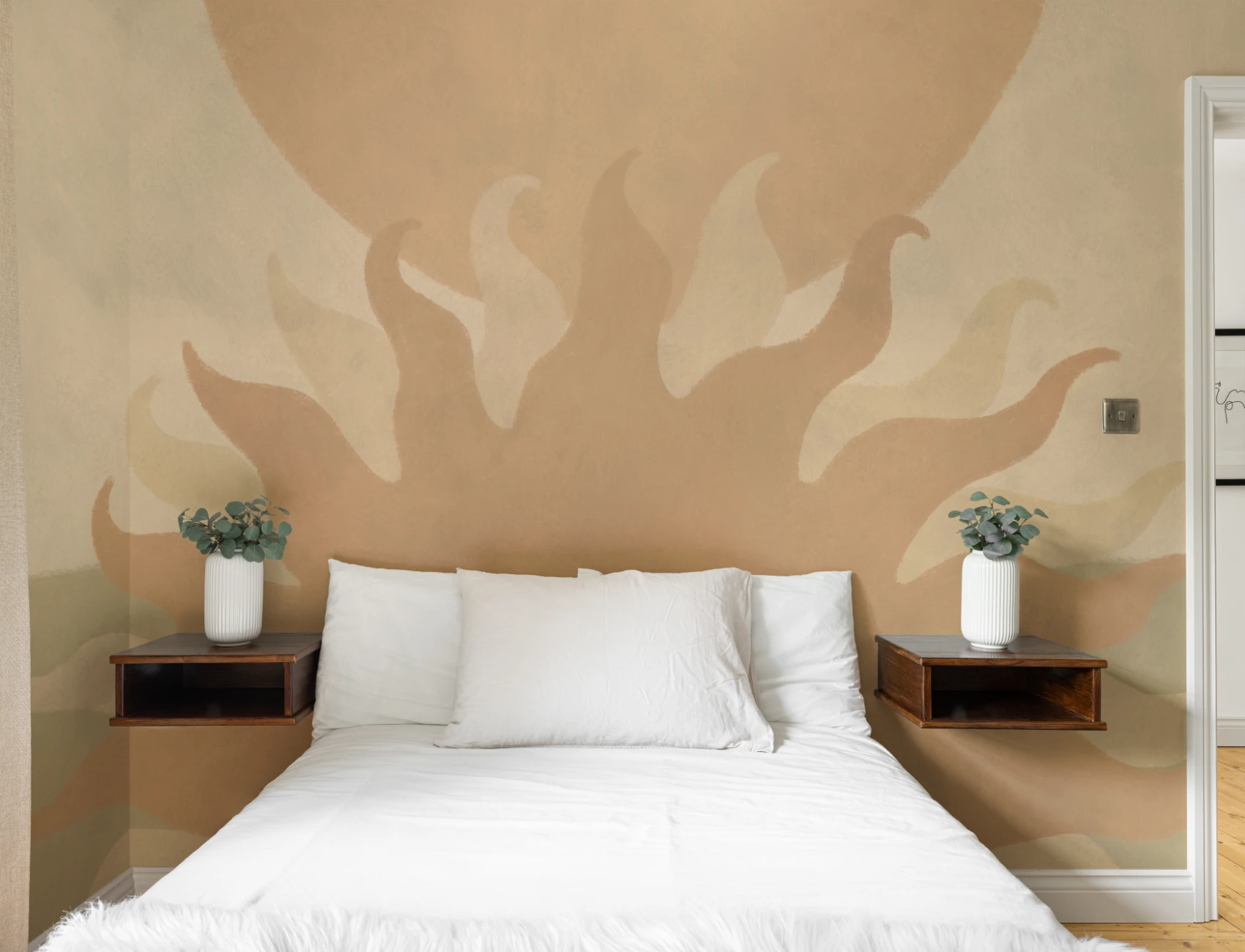 Beige Sun Abstract Flare Art Wall Mural