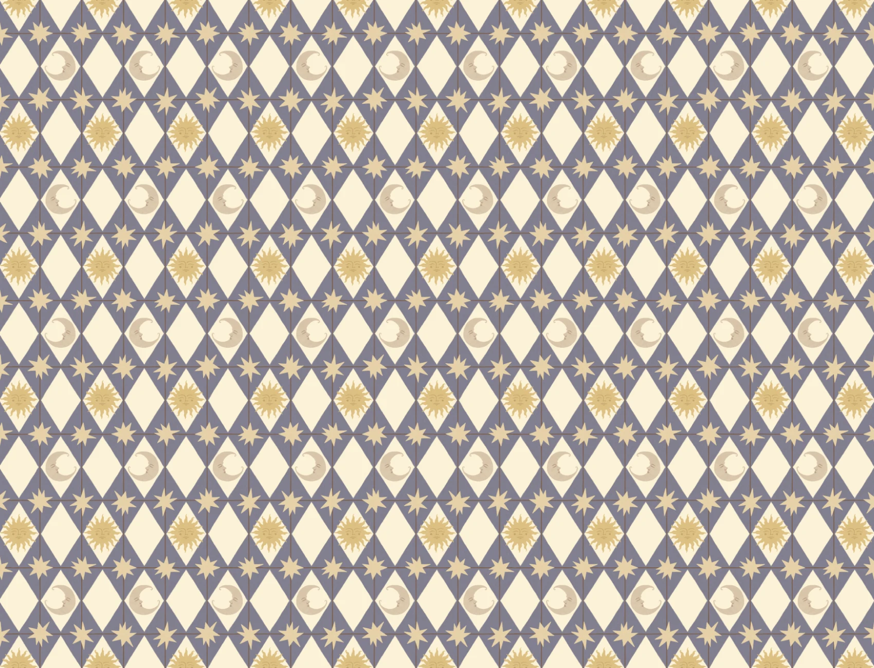 Blue Celestial Pattern Geometric Dreamer Bedroom Mural