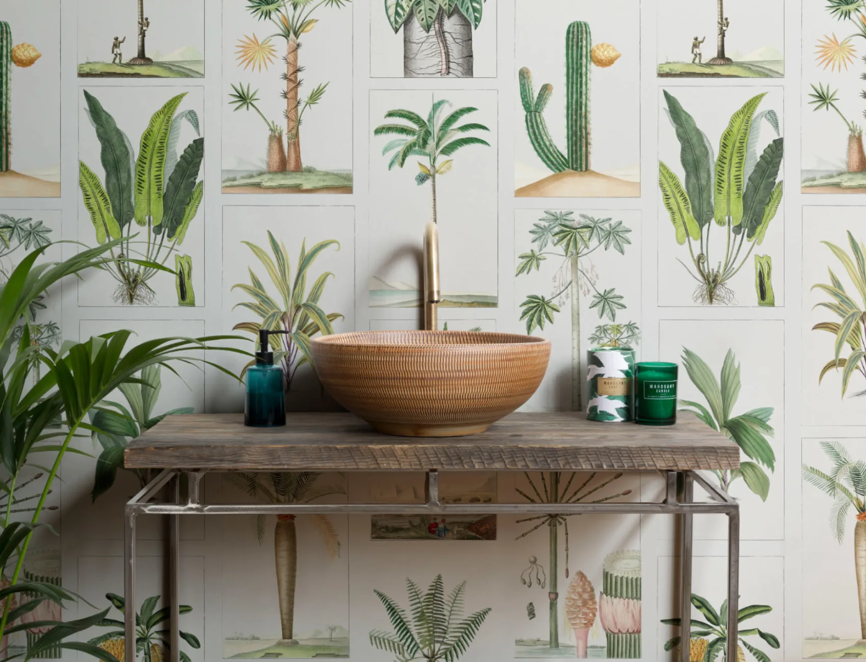 Botaniske planter Flisemønster Fototapet