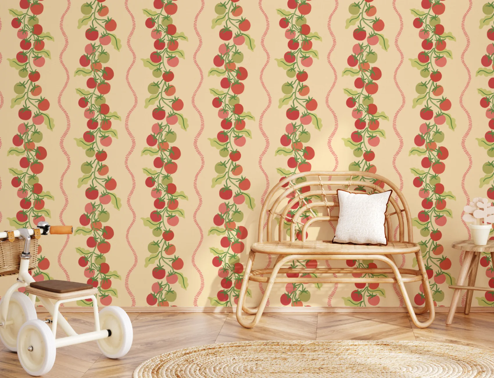 Yellow Vine Tomato Botanical Striped Mural