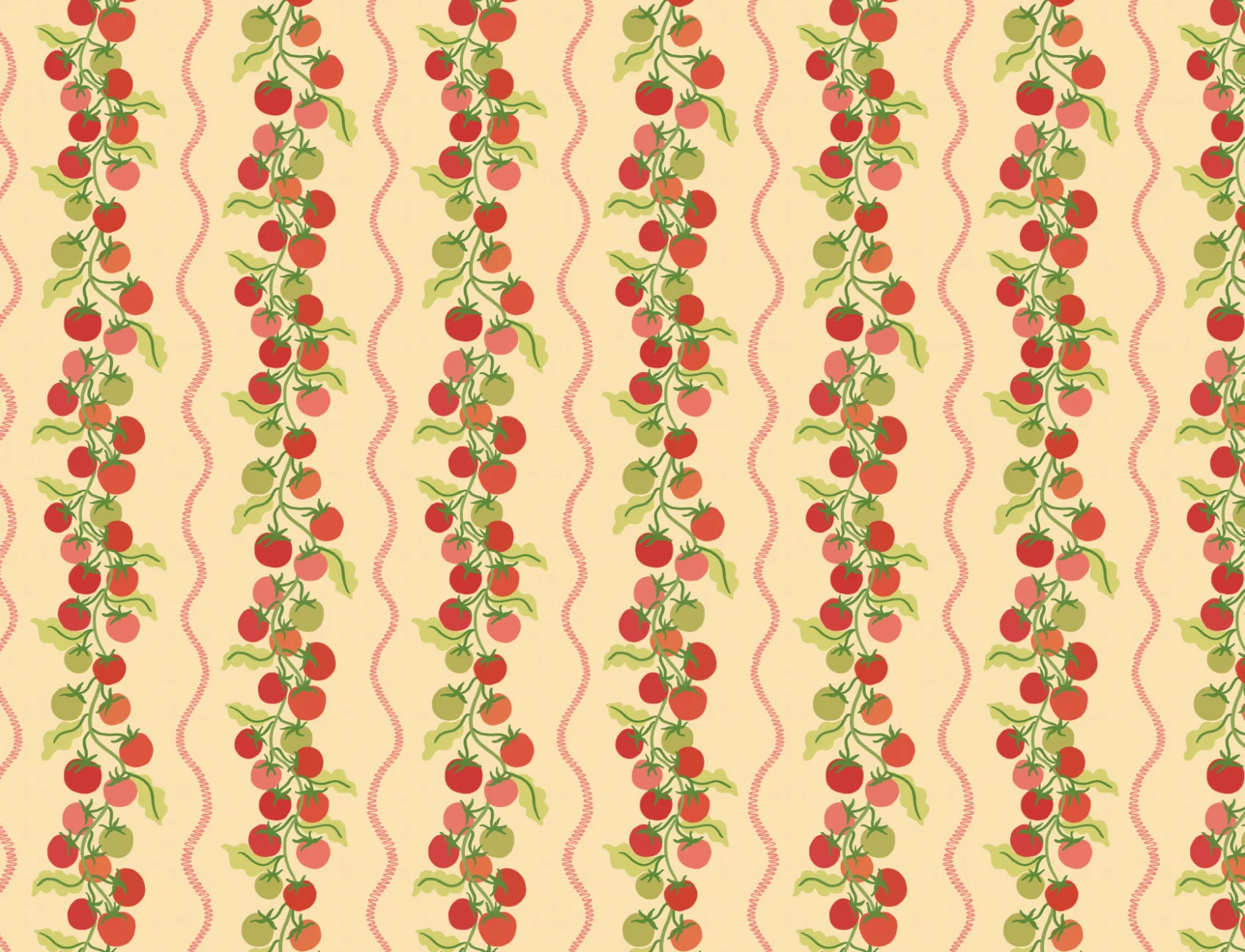 Yellow Vine Tomato Botanical Striped Mural