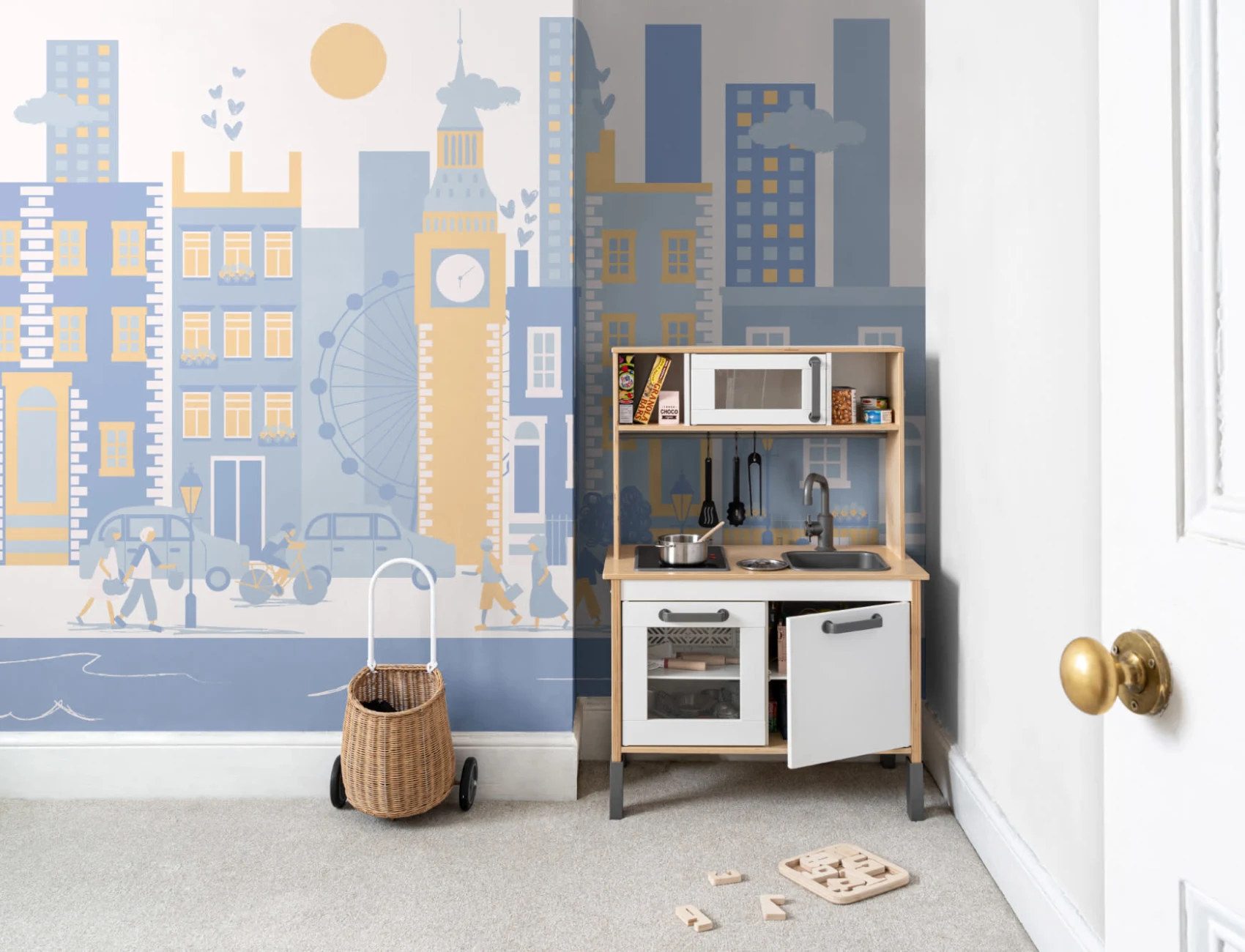 Blue London City Living Wallpaper Mural