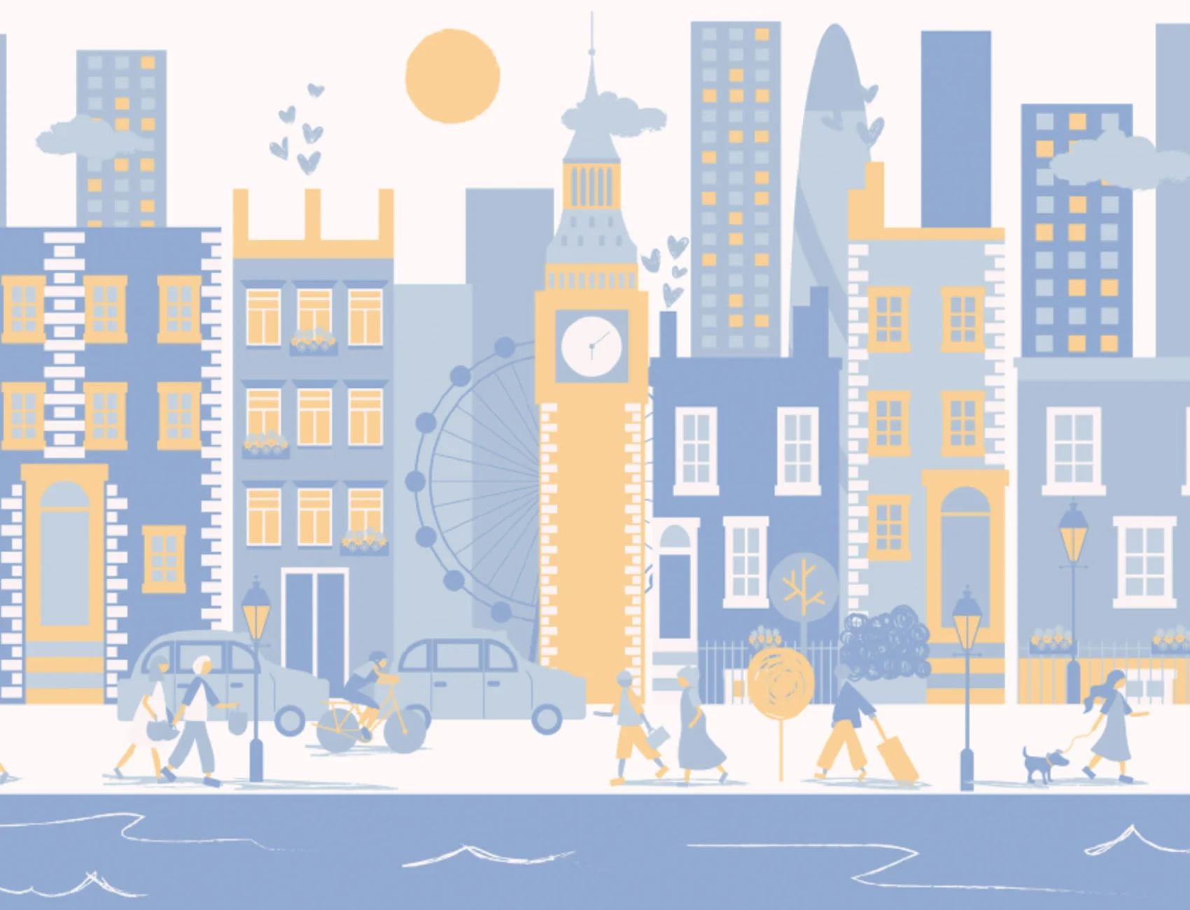 Blue London City Living Wallpaper Mural