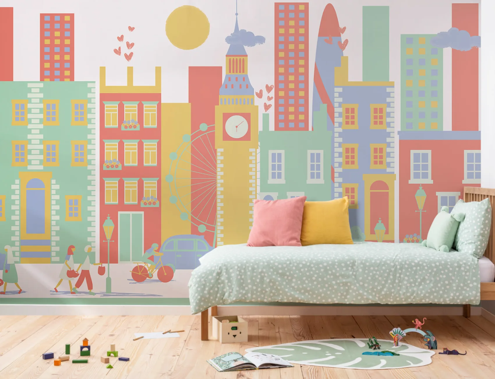 Carta da Parati Città di Londra Illustrata Multicolor