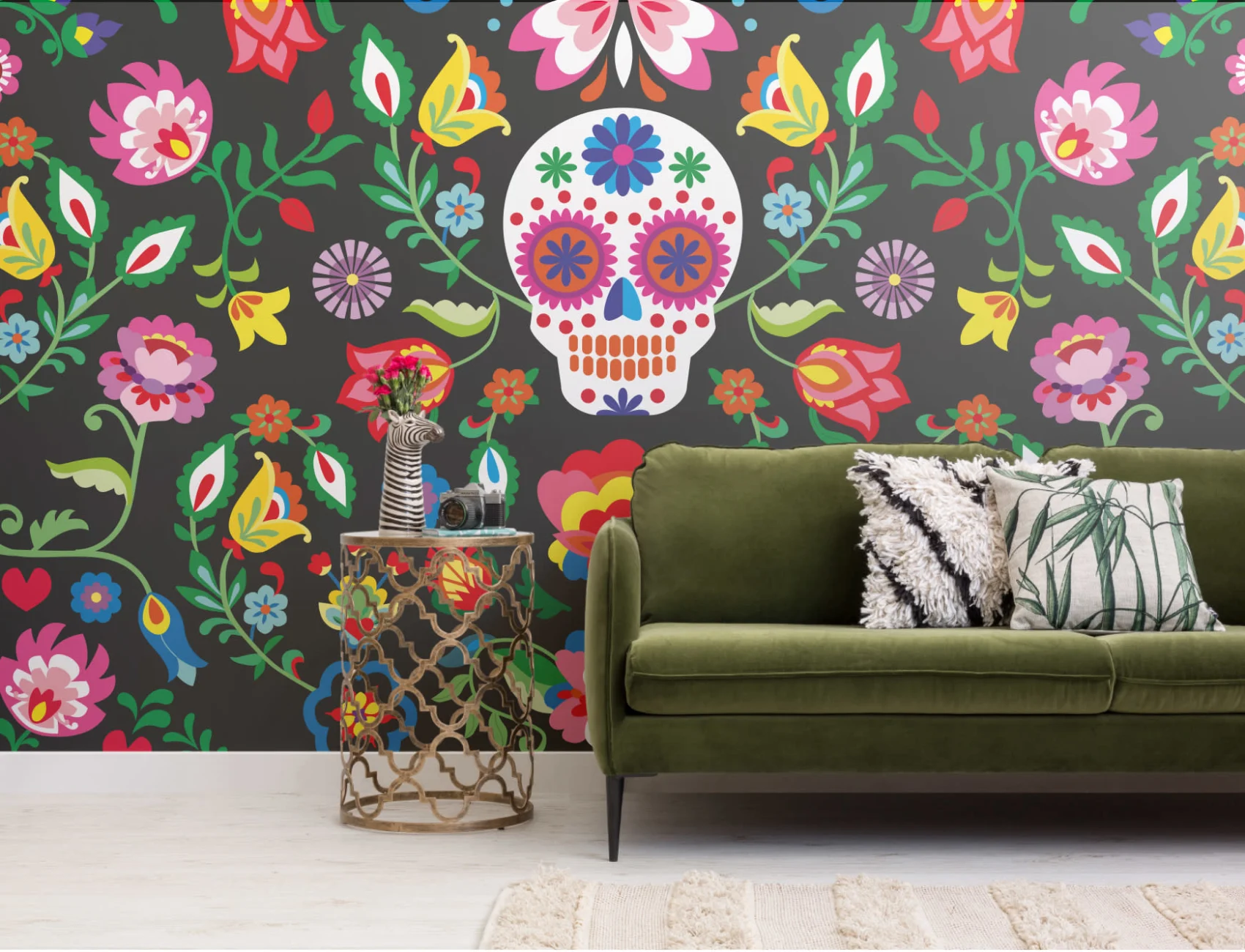 Meksikansk Sugar Skull Floral Fototapet