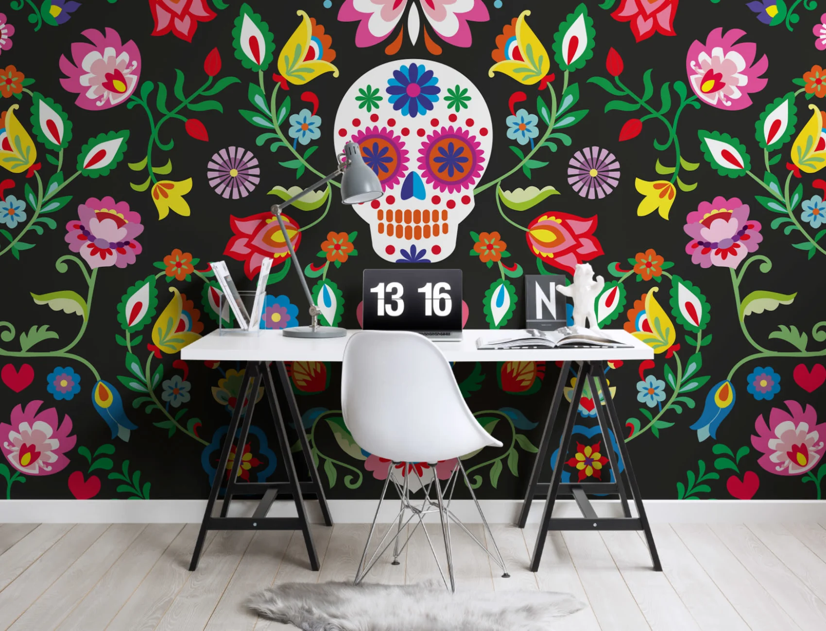 Meksikansk Sugar Skull Floral Fototapet