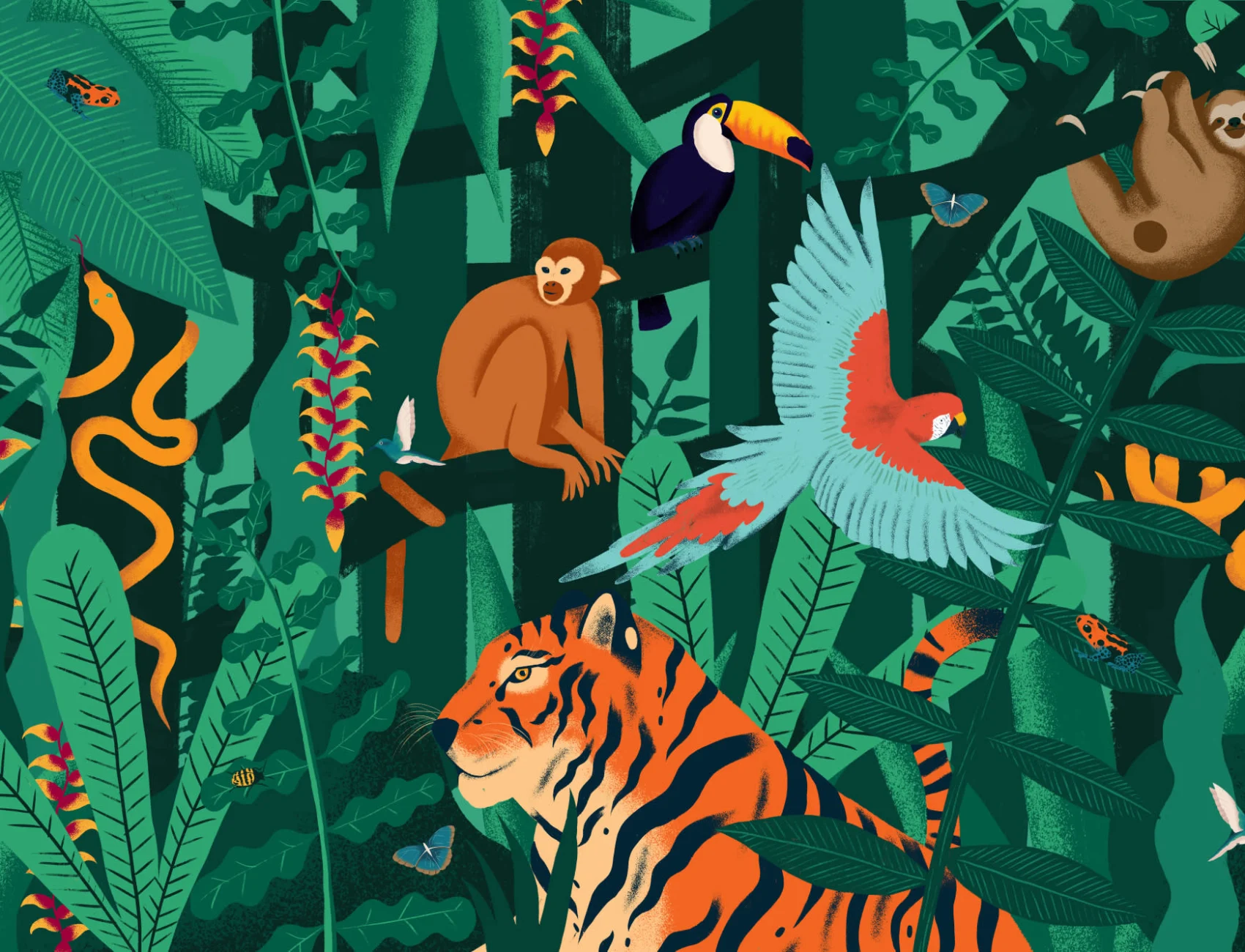 Jungle Dieren Behang Muurschildering