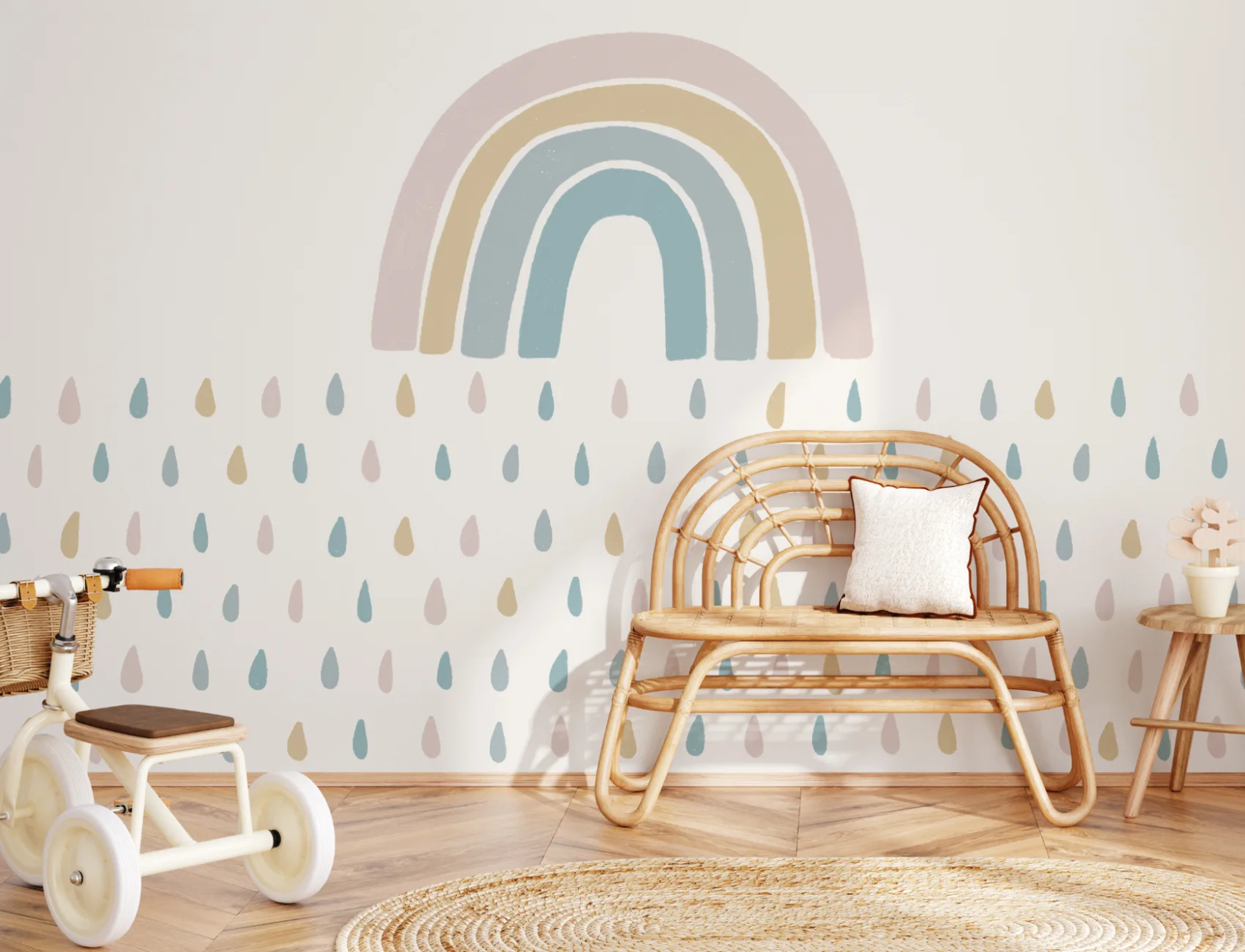 Rainbow Raindrops Mural Wallpaper