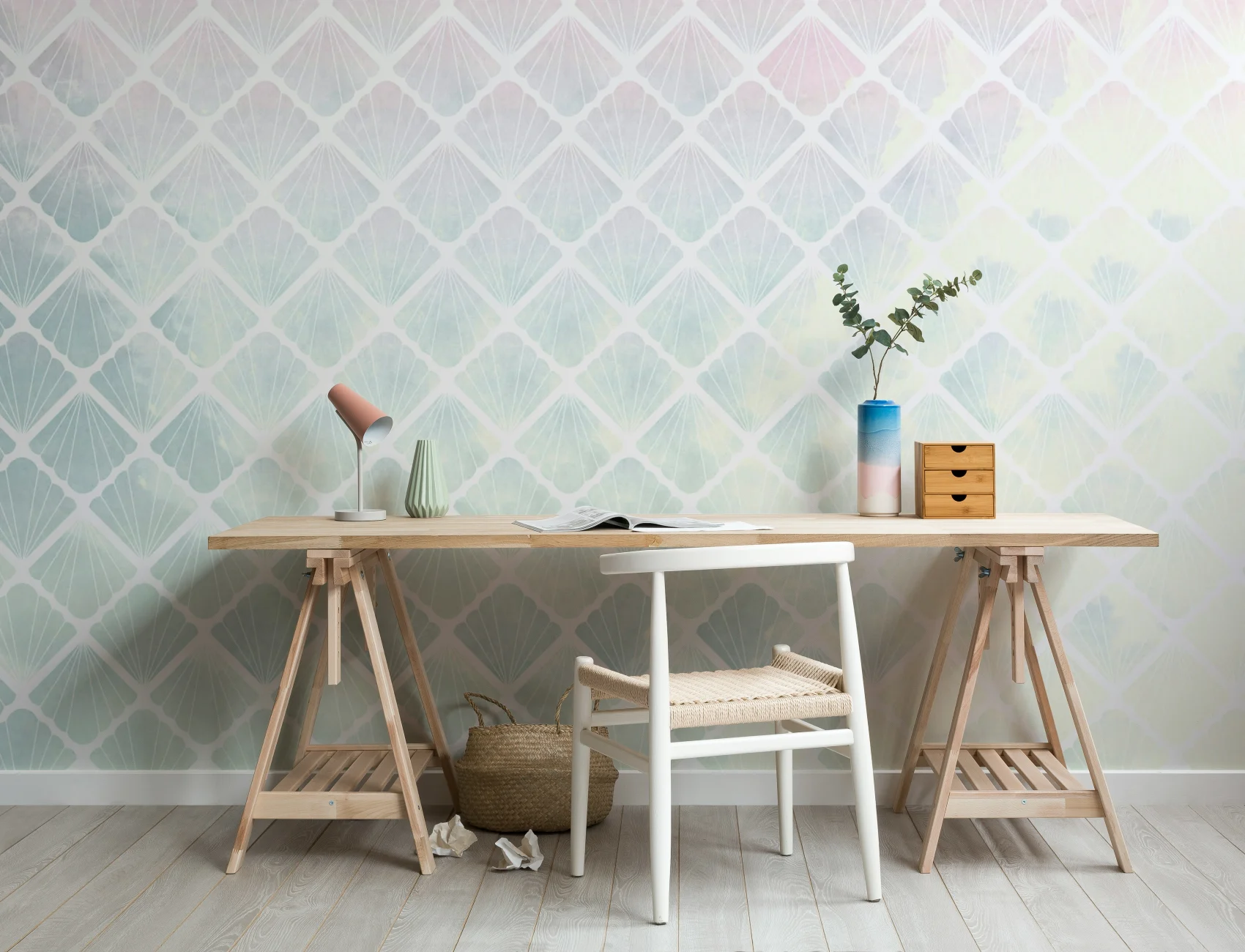Ombre Mermaid Scale Seashell Wallpaper Mural