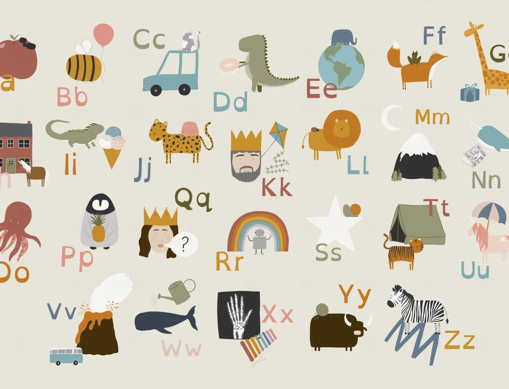 Lehrreiche Kinder Illustrierte Alphabet Fototapete