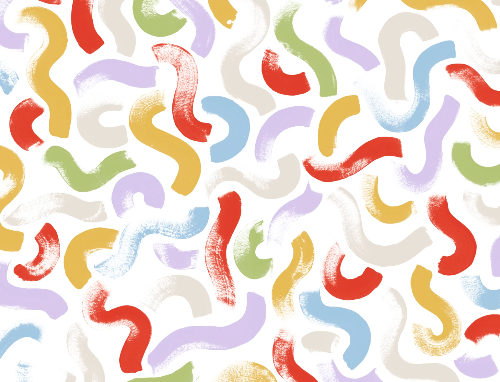 Hand-Painted Wiggle Shapes Wall Mural in Multi-Colored Tones