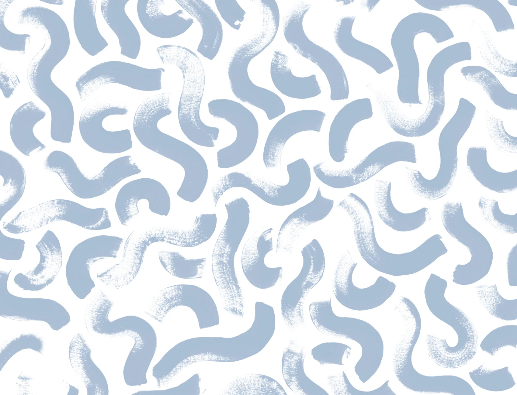 Hand-Painted Wiggle Pattern Wall Mural in Cool Blue