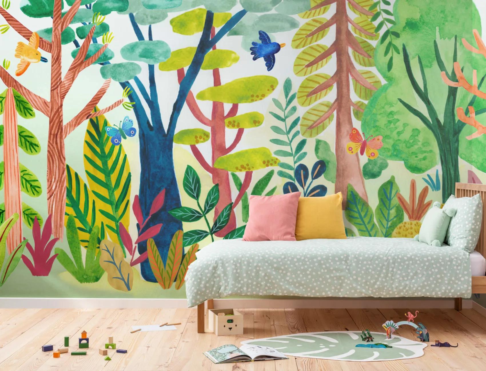 Aquarell Kinder Funky Wald Wandgemälde