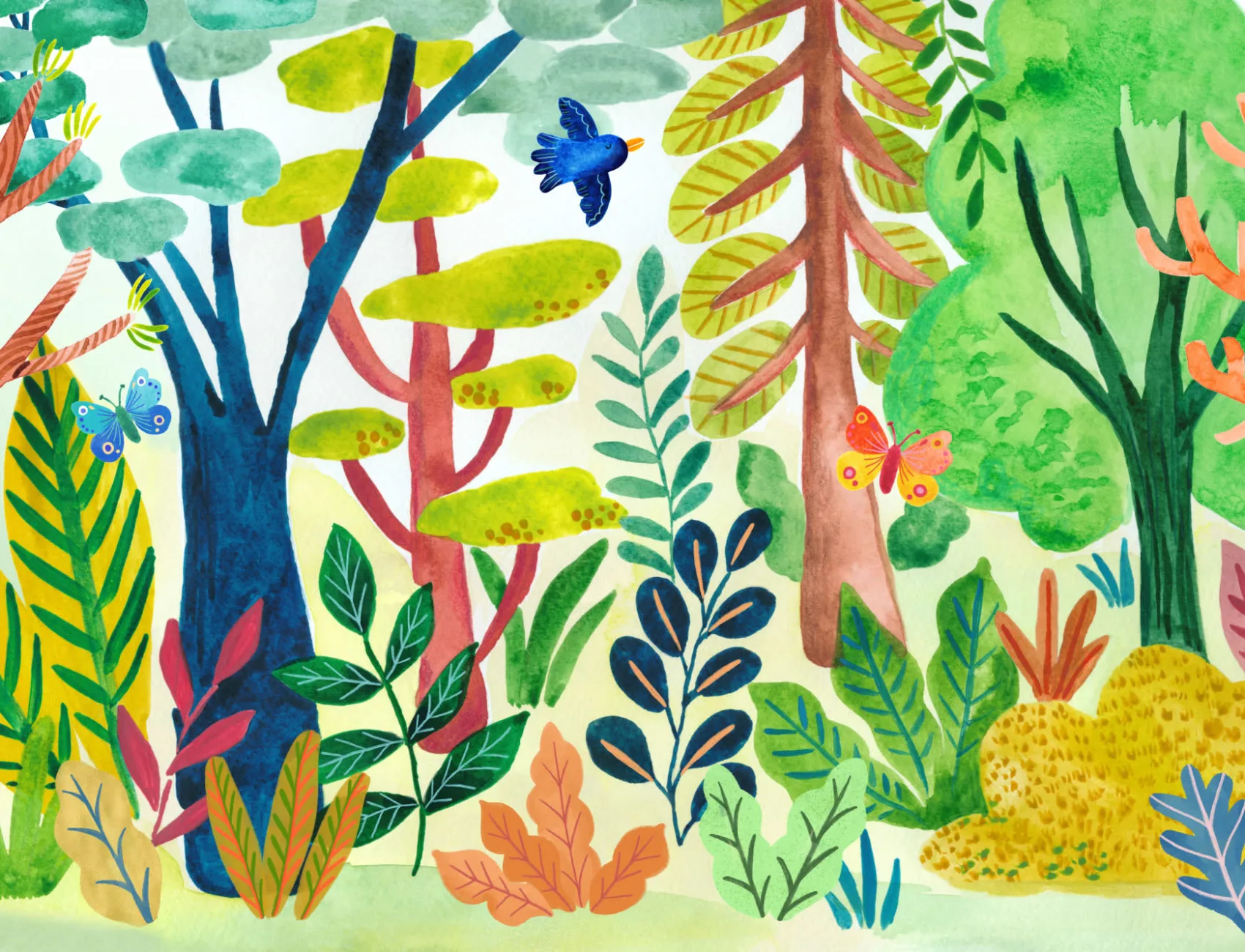 Aquarell Kinder Funky Wald Wandgemälde