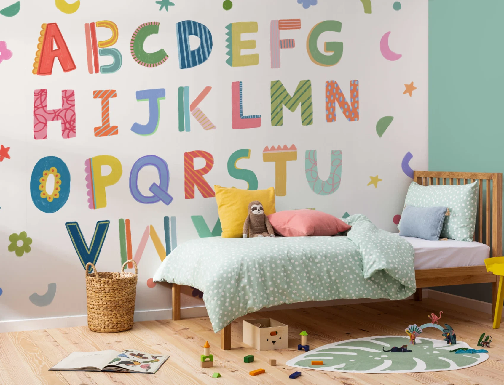 Buntes Kinder-Alphabet-Wandbild