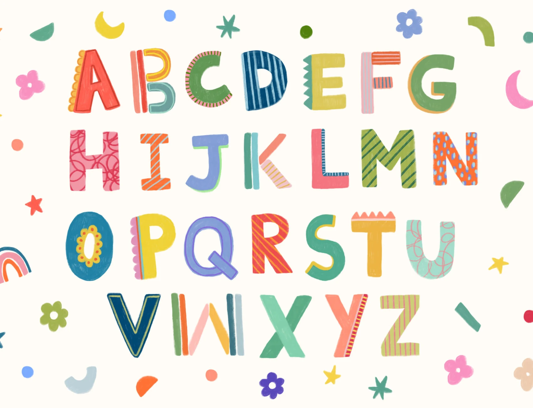 Buntes Kinder-Alphabet-Wandbild