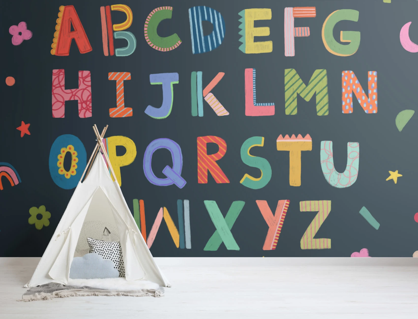 Navy Kids Colorful Alphabet Mural