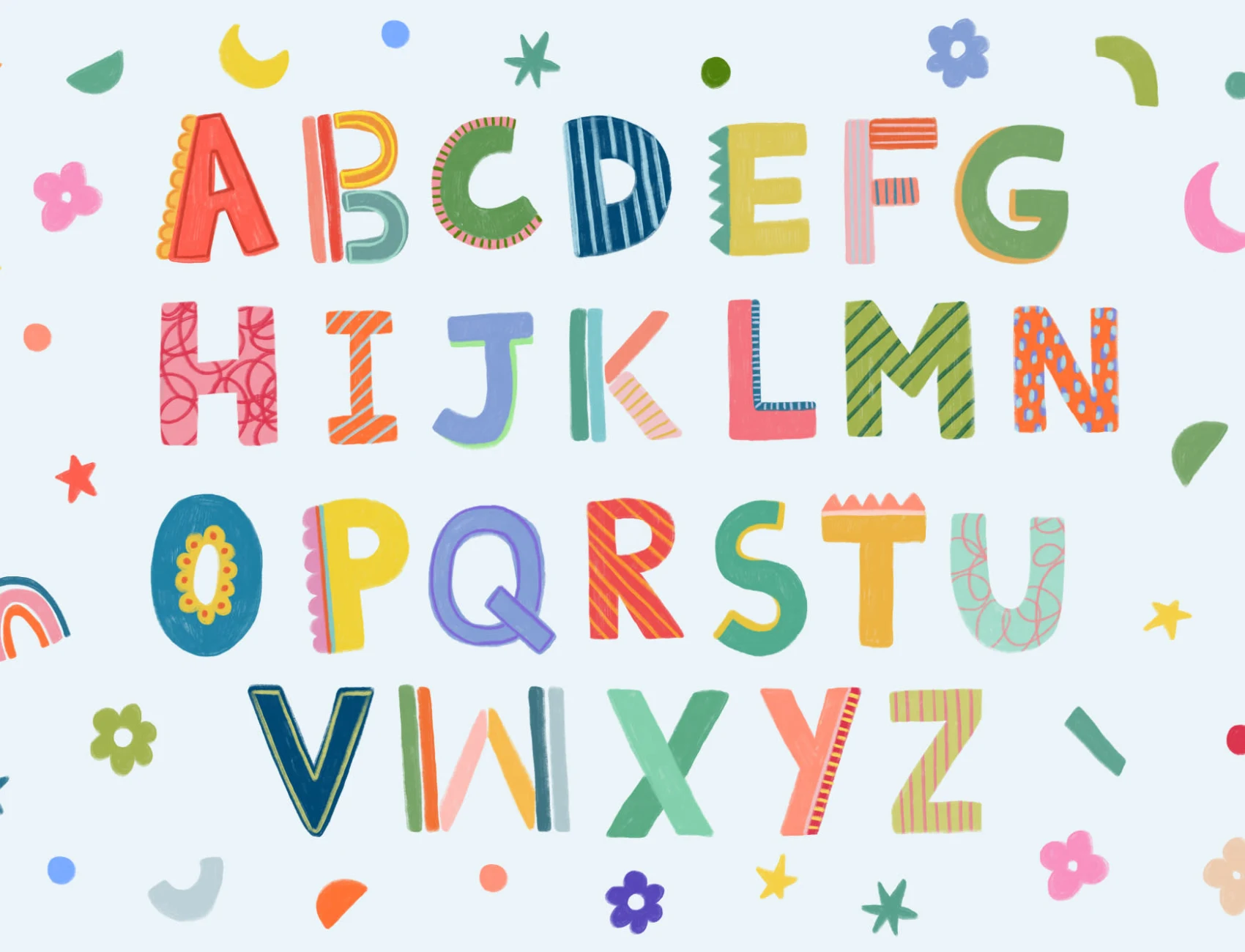 Blaue Kinder bunte Alphabet Fototapete