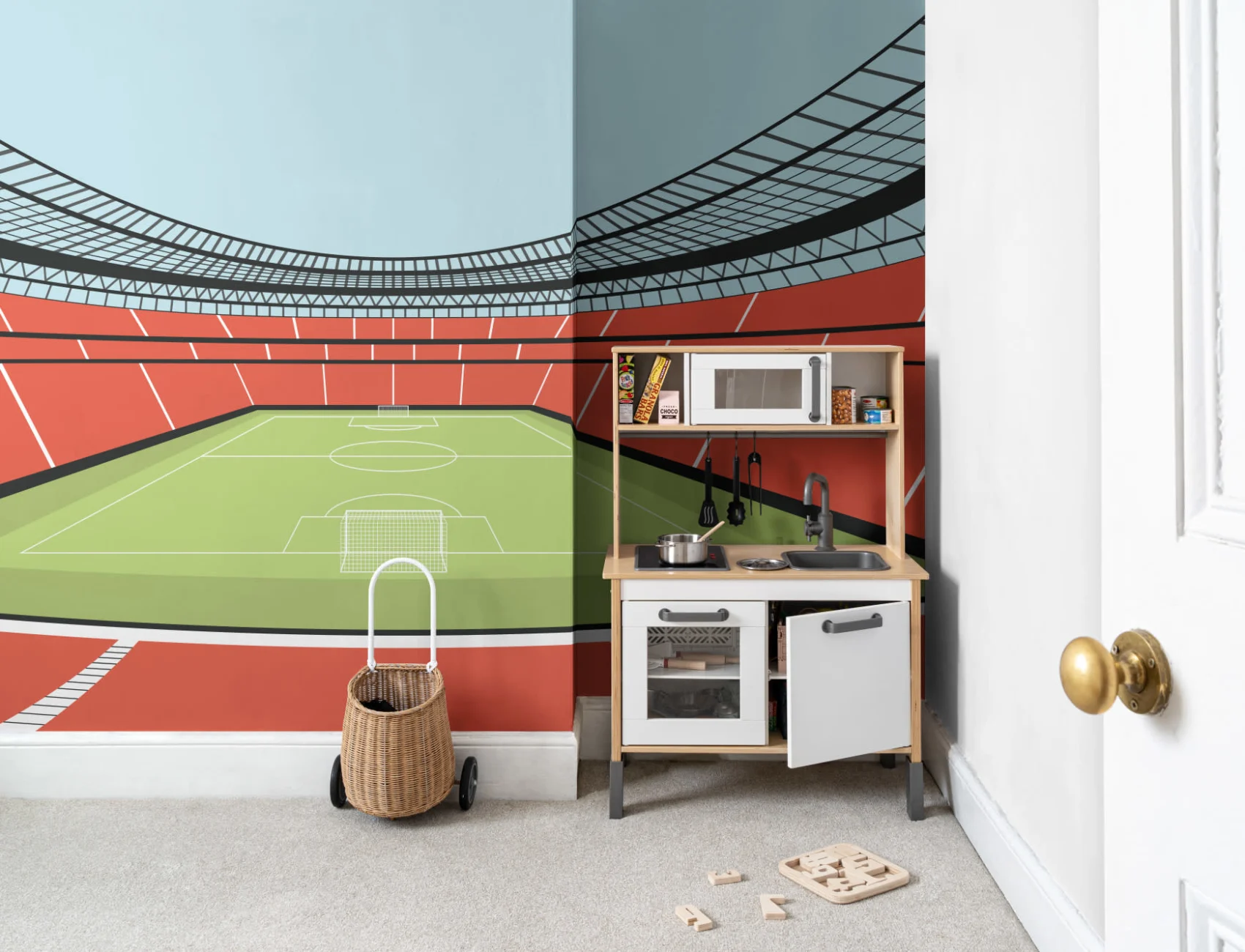 Kids Red Soccer Stadium Mural