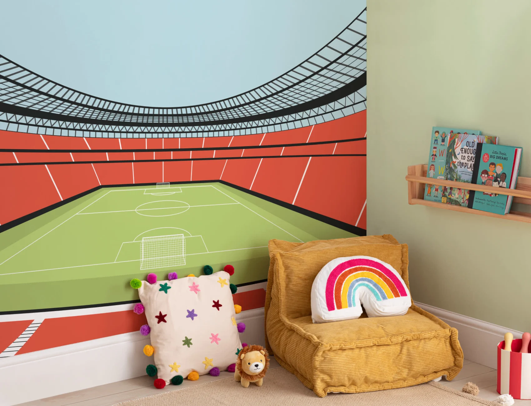 Kids Red Soccer Stadium Mural