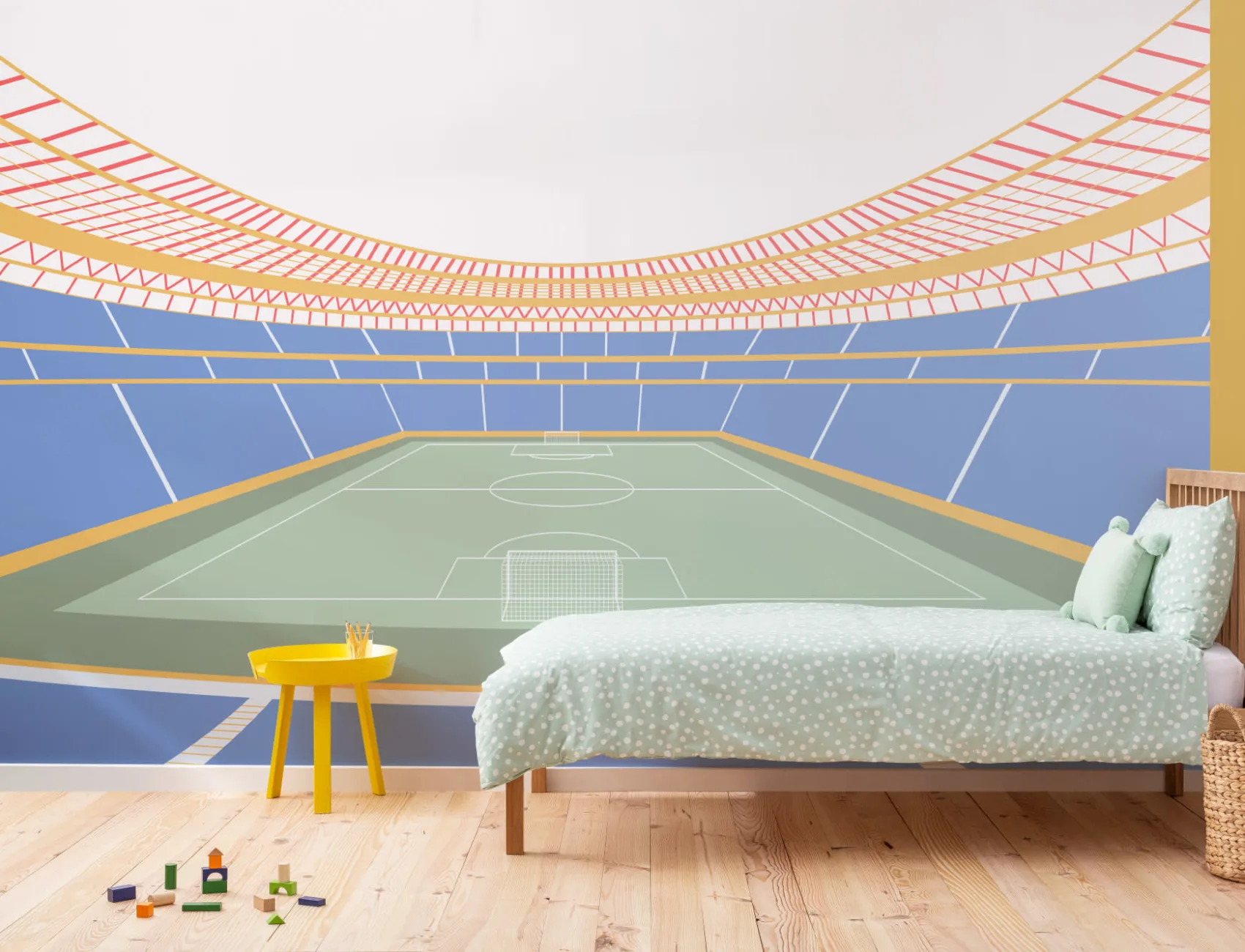 Mural do estádio de futebol azul para crianças