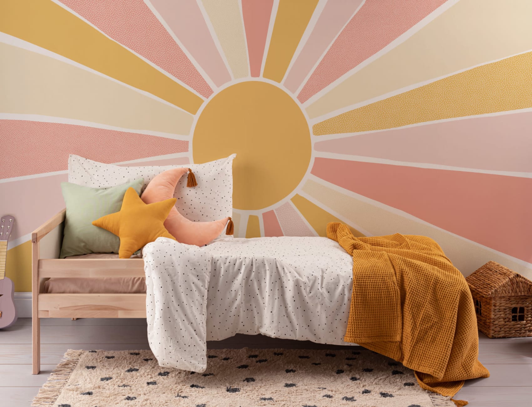 Kids Pink Boho Block Sunshine Mural
