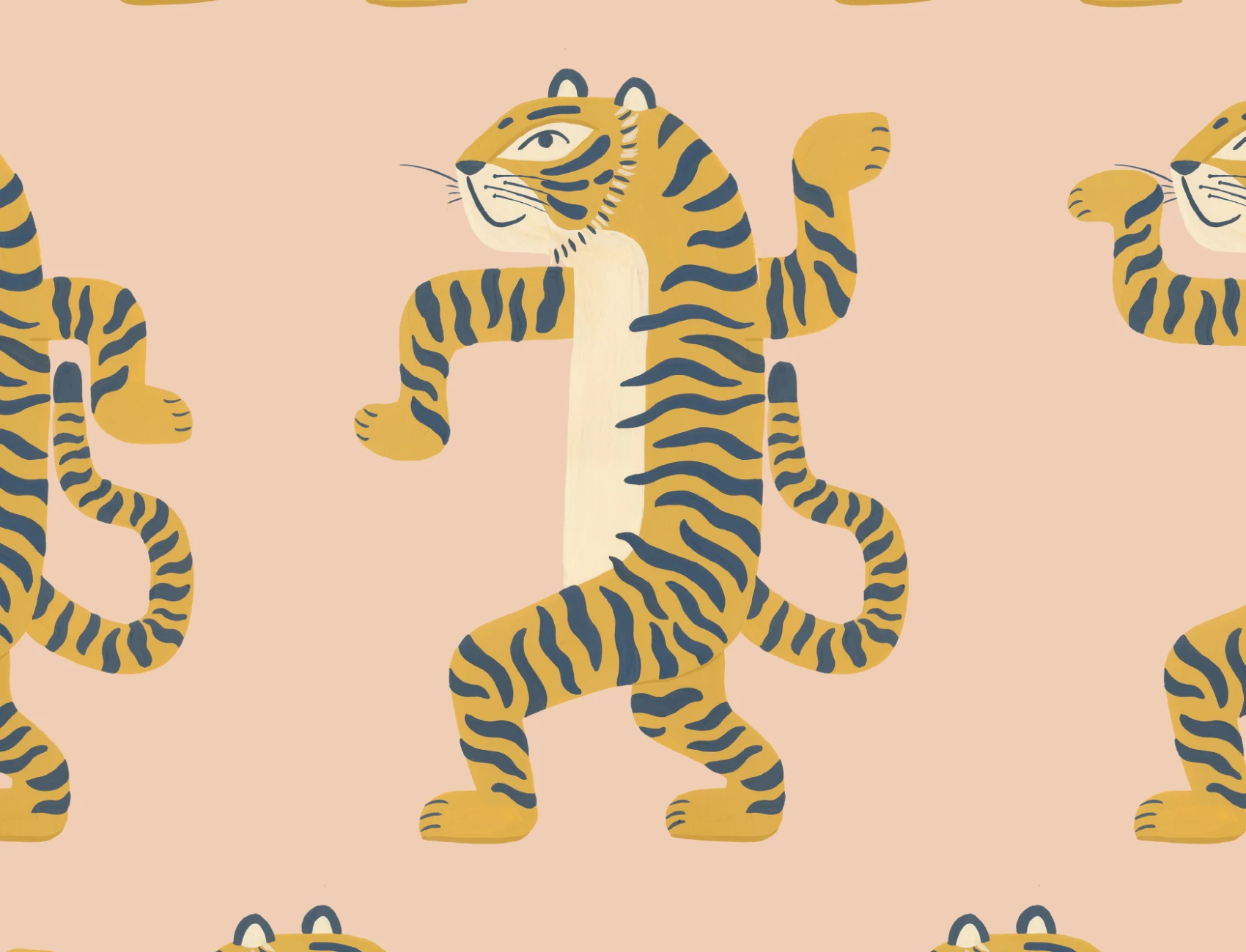 Pink Dancing Tiger Mural
