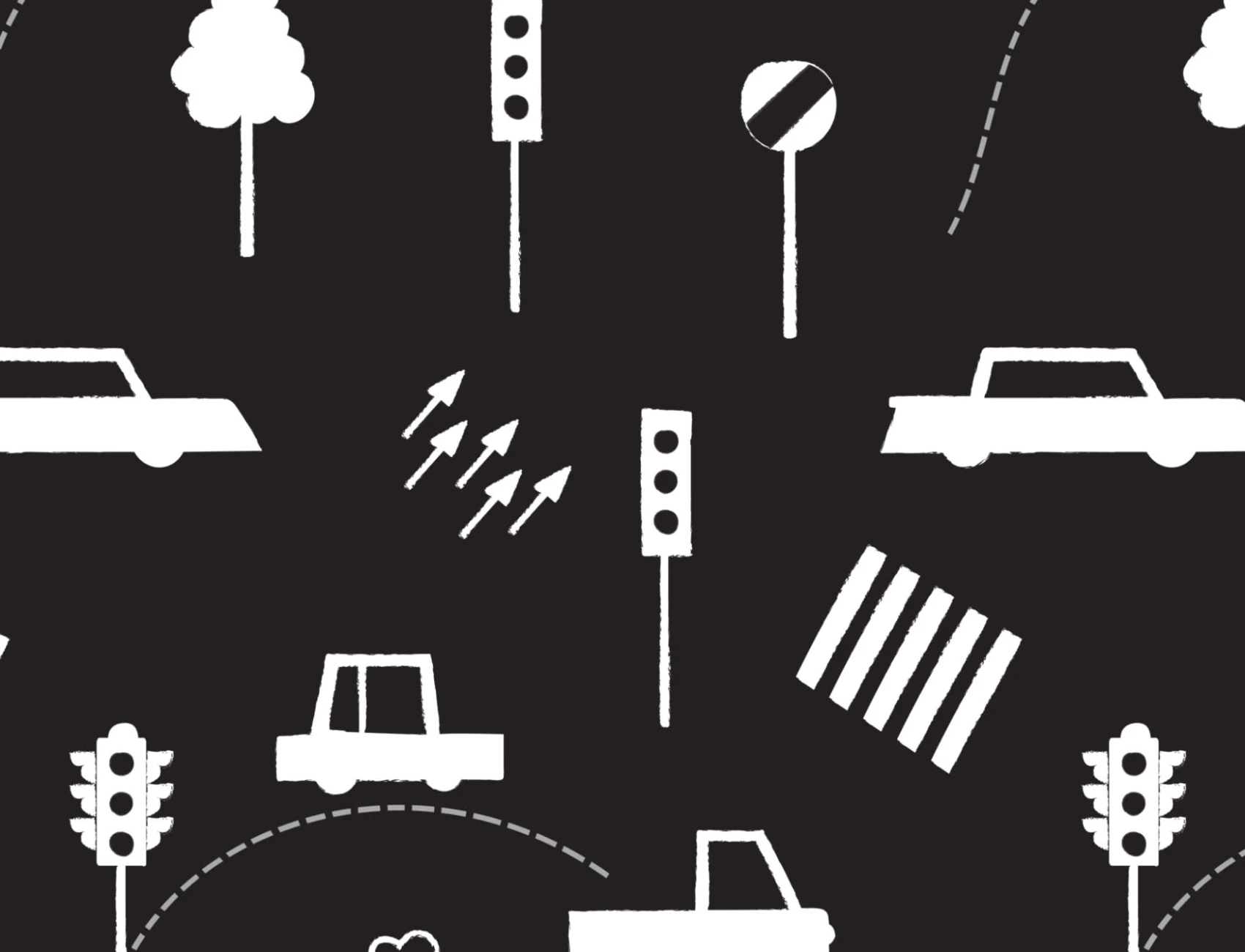 Sort og hvid trafikprop med gentaget mønster Tapet