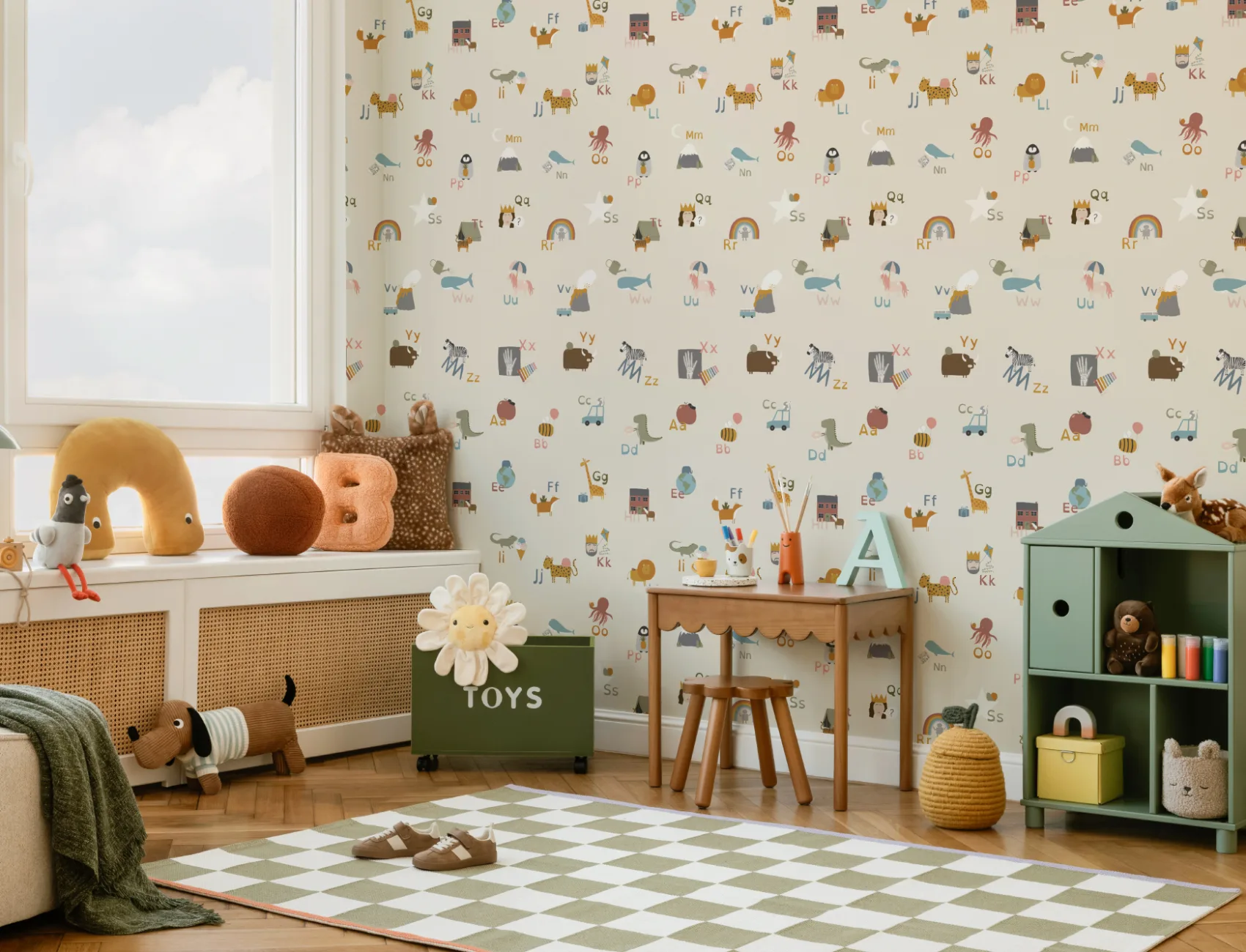 Kids Cute Alphabet Learning Repeat Pattern Wallpaper