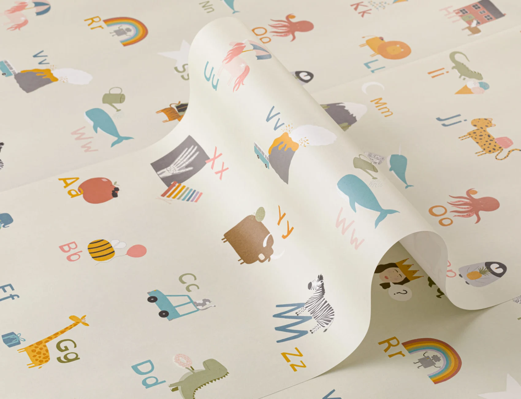 Kids Cute Alphabet Learning Repeat Pattern Wallpaper
