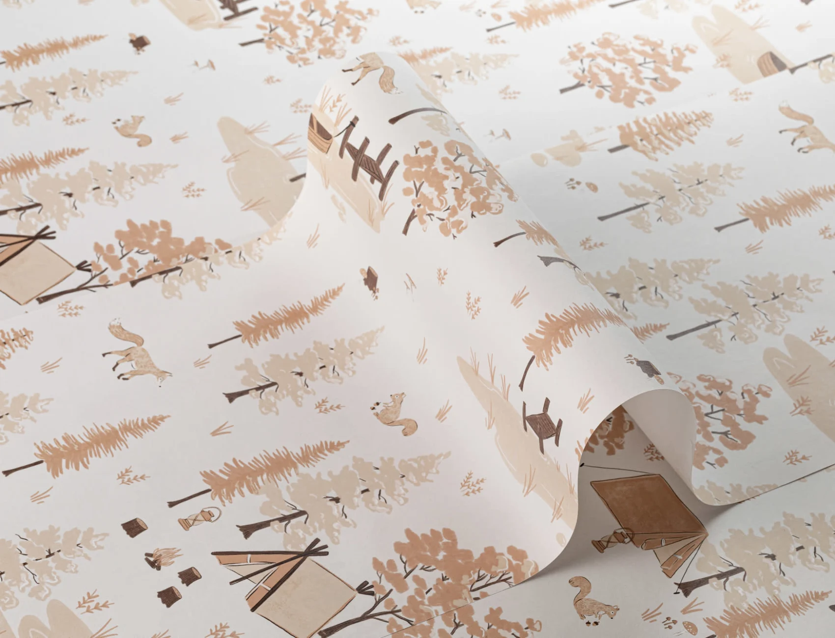 Copii Woodland Camping repeta model de tapet