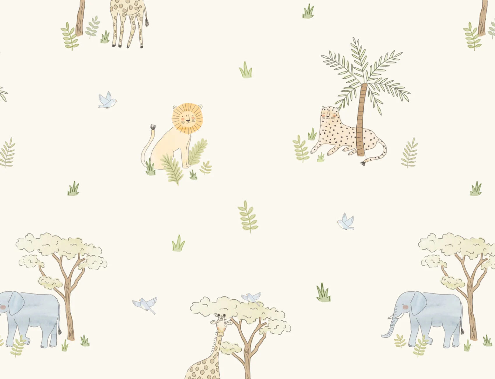 Illustrierte bunte Safari-Tiere-Tapete