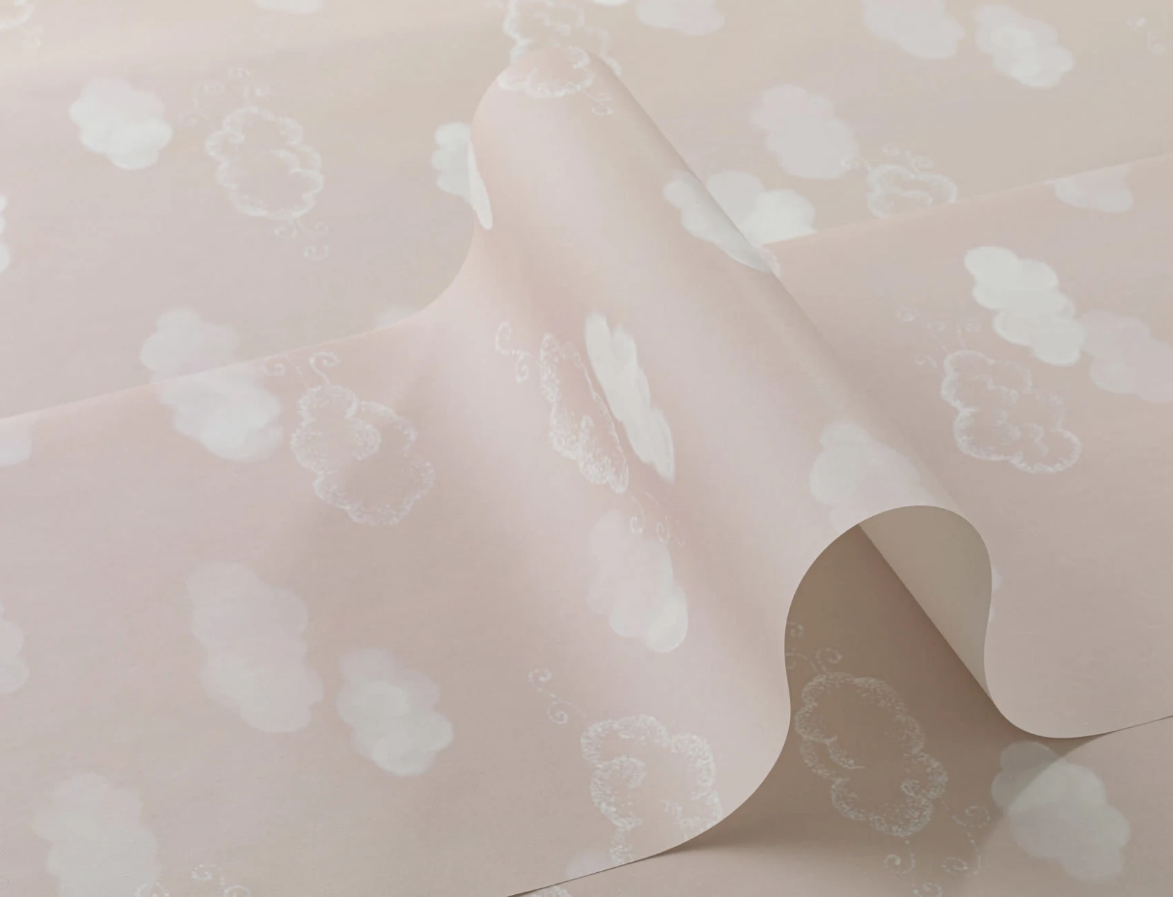 Cute Clouds Pink Repeat Pattern Wallpaper