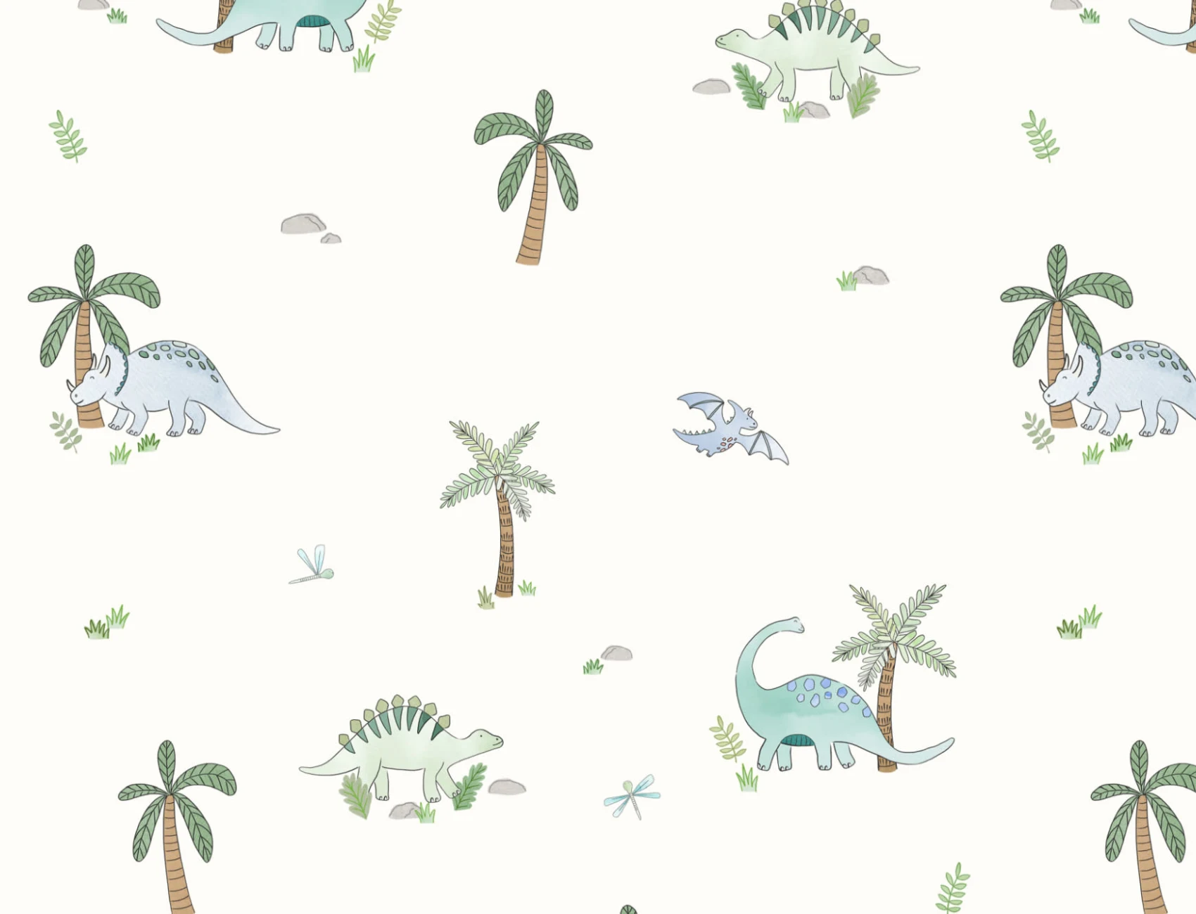 Carta da Parati con Piccoli Dinosauri