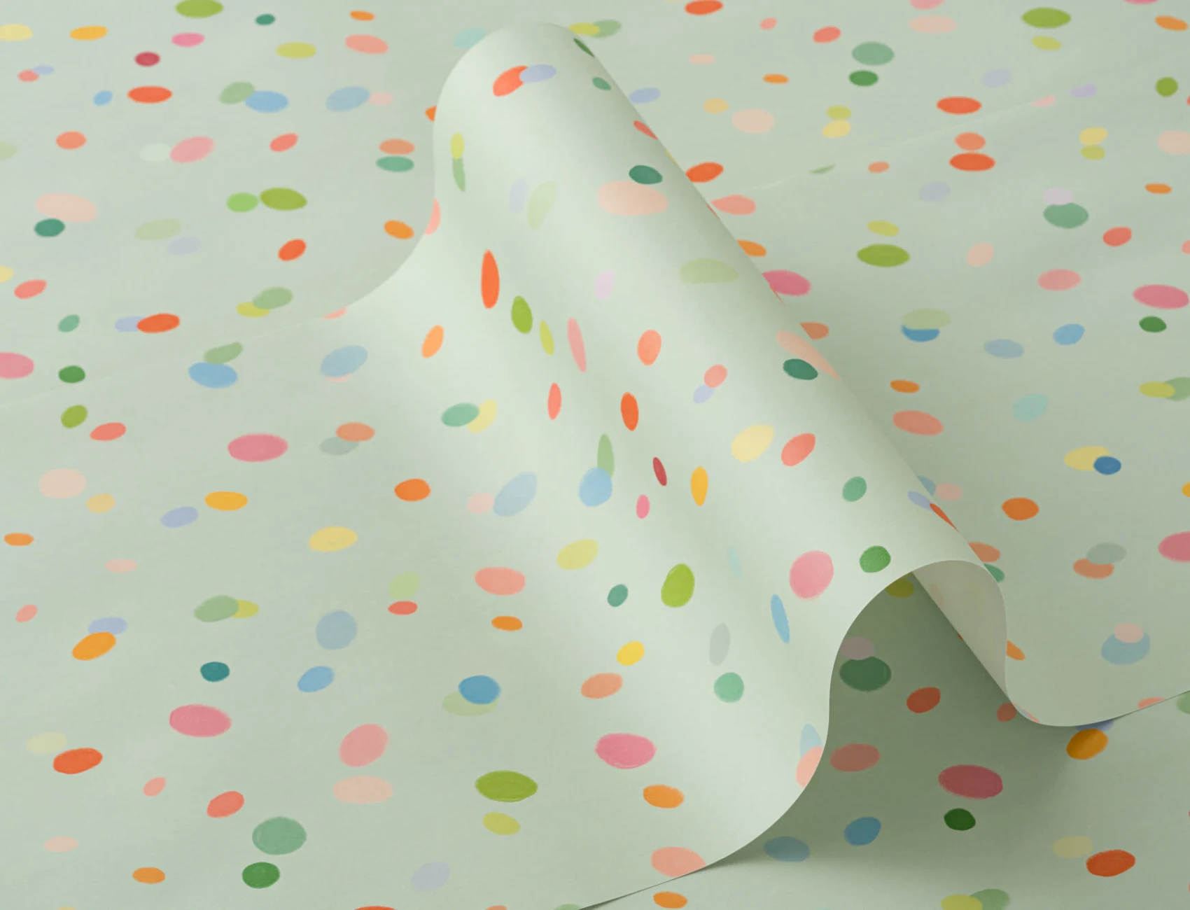 Hand Drawn Pastel Multicolor Spots Green Wallpaper