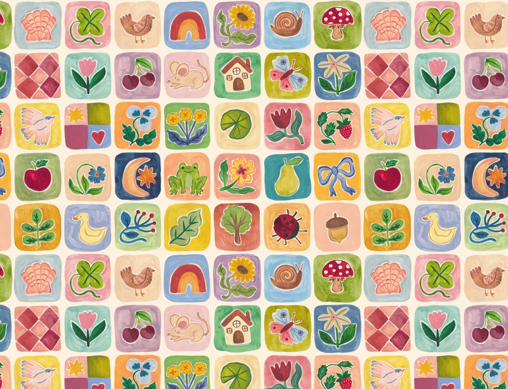 Multicolor Grillige Patchwork Kinderen’s Muurschildering