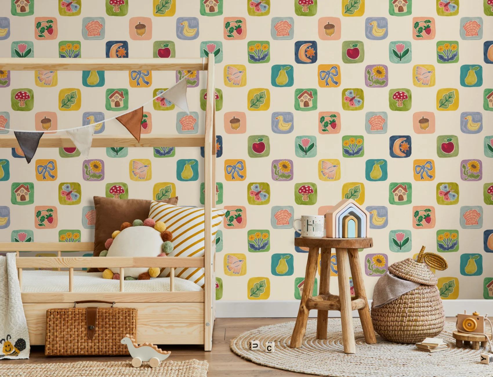 Multicolor Patchwork Clasic Murale pentru copii cu motive jucăușe