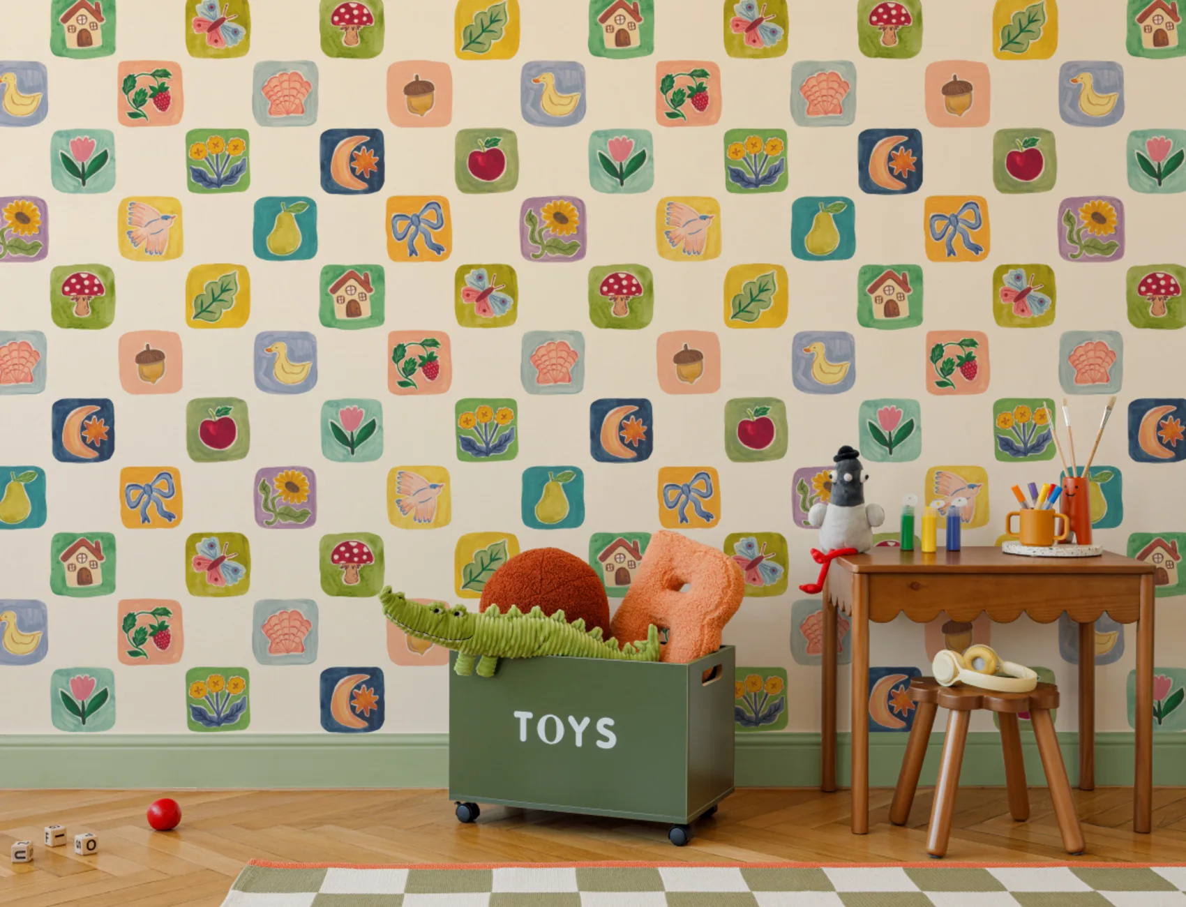 Multicolor Patchwork Clasic Murale pentru copii cu motive jucăușe