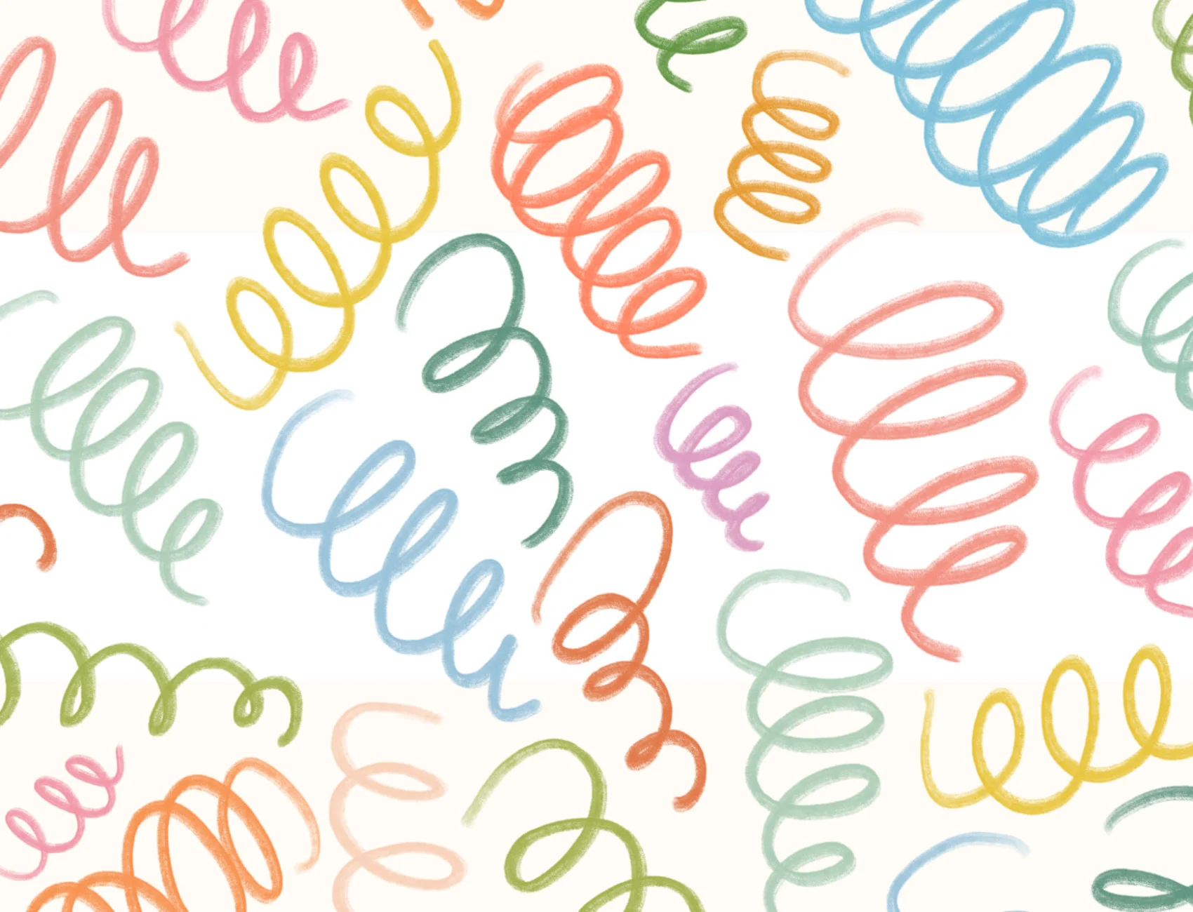 Multicolor Spring  Style Squiggles White Wall Mural