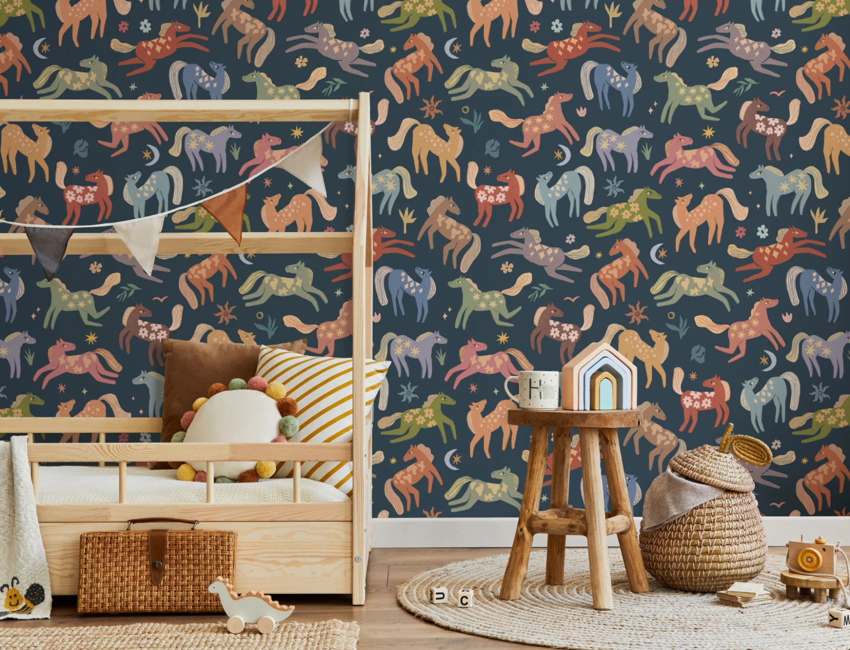 Mural infantil multicolor Playful Pony Animal Delight