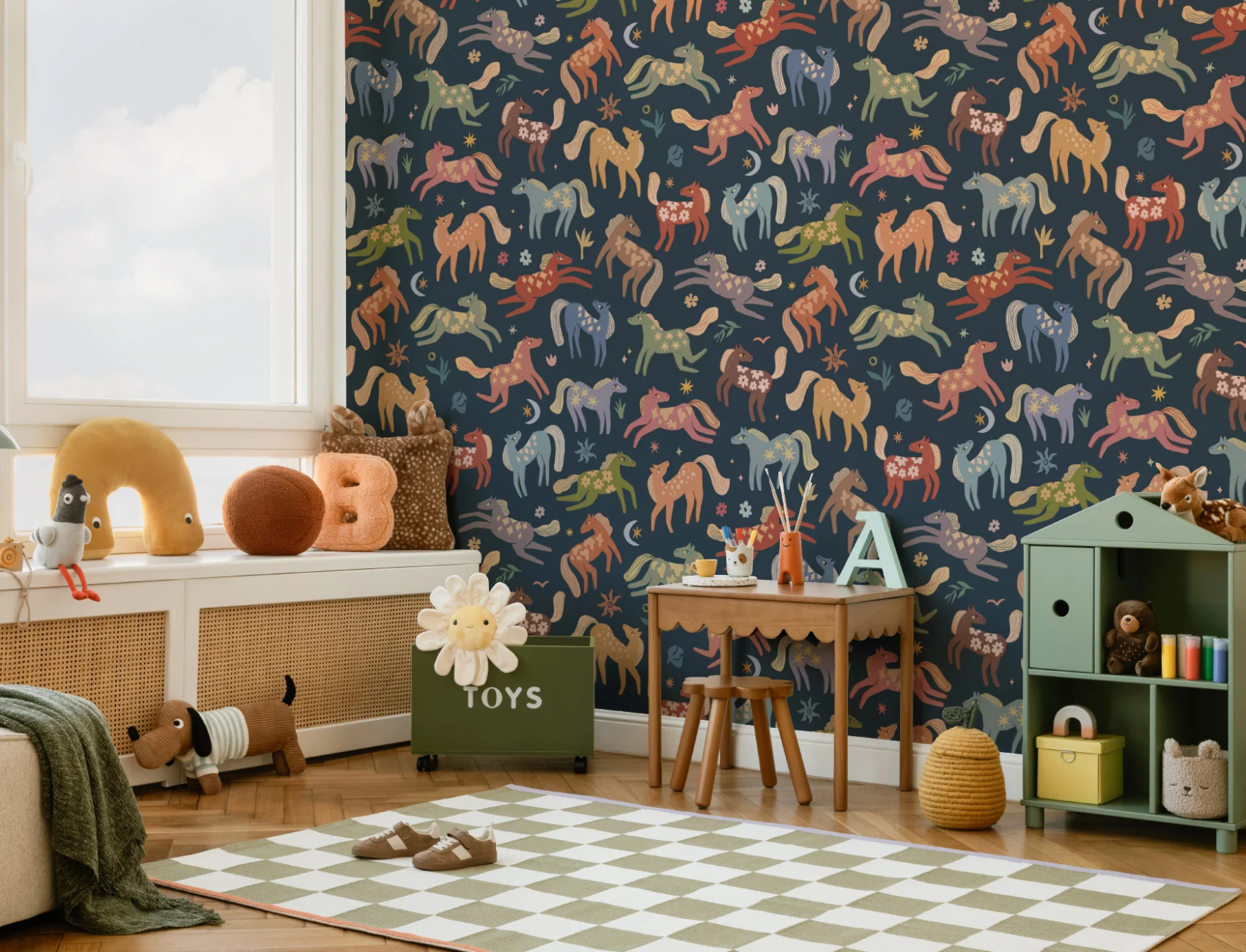 Mural infantil multicolor Playful Pony Animal Delight